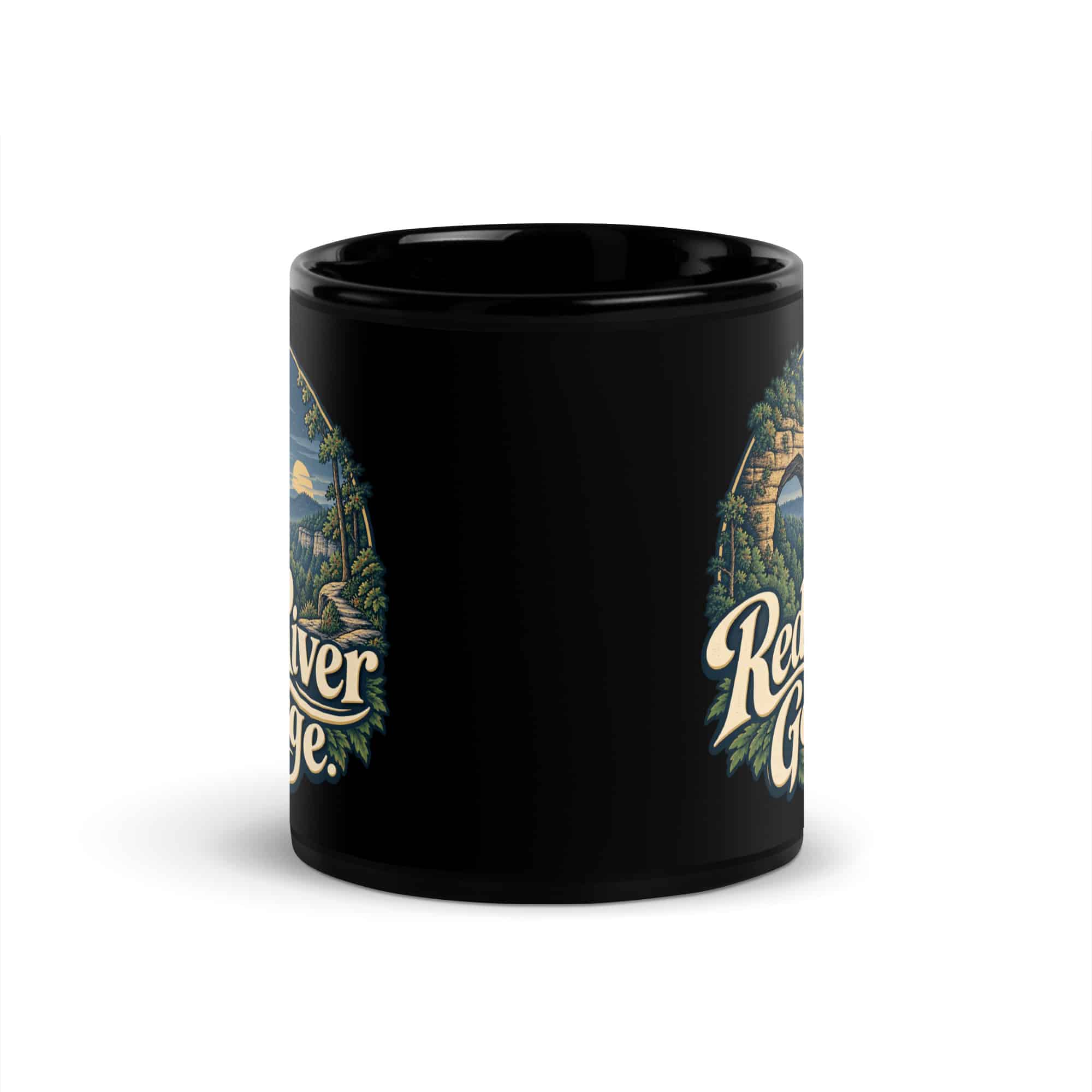 Red River Gorge Black Coffee Mug: Red River Gorge, Woodland Scenic Lettering