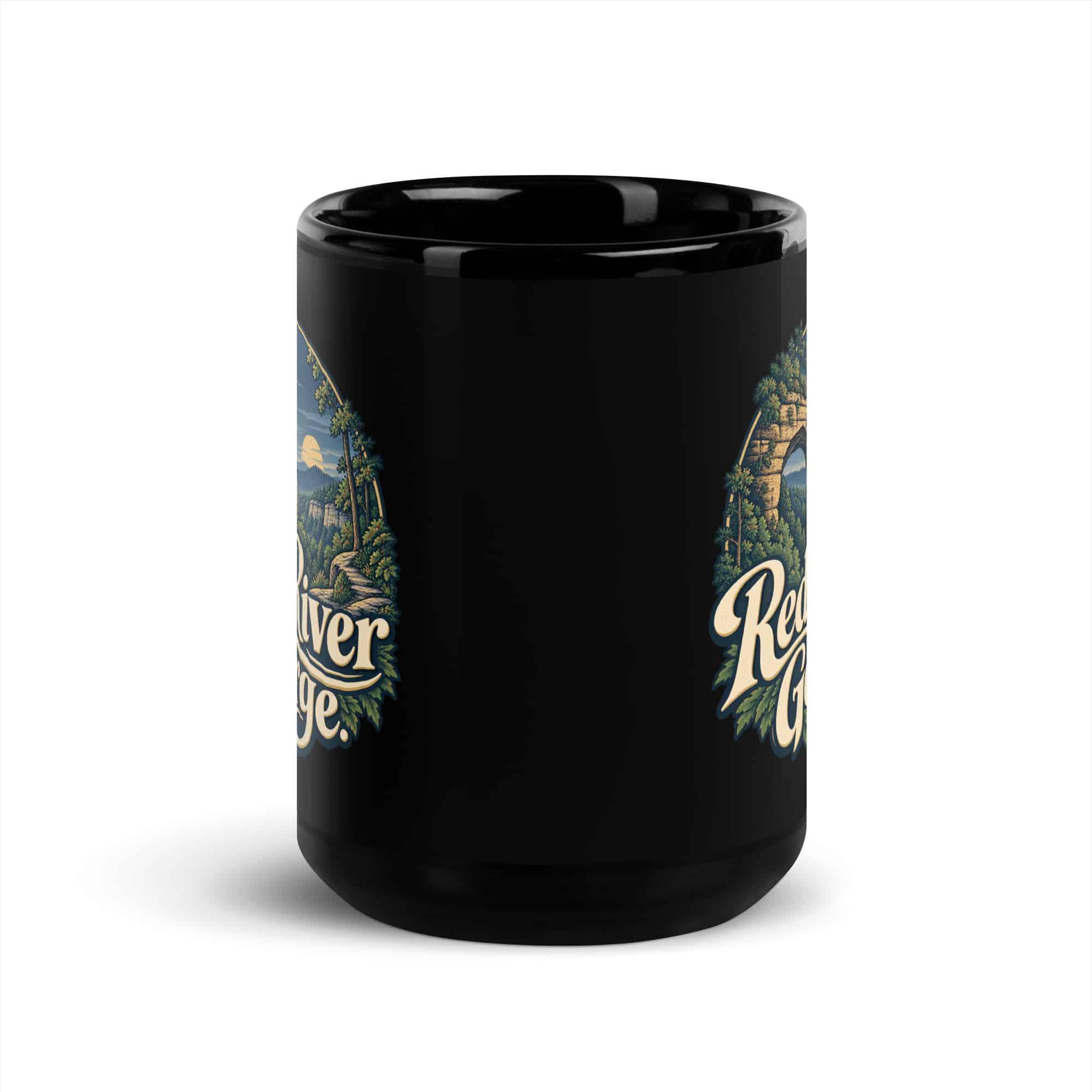 Red River Gorge Black Coffee Mug: Red River Gorge, Woodland Scenic Lettering