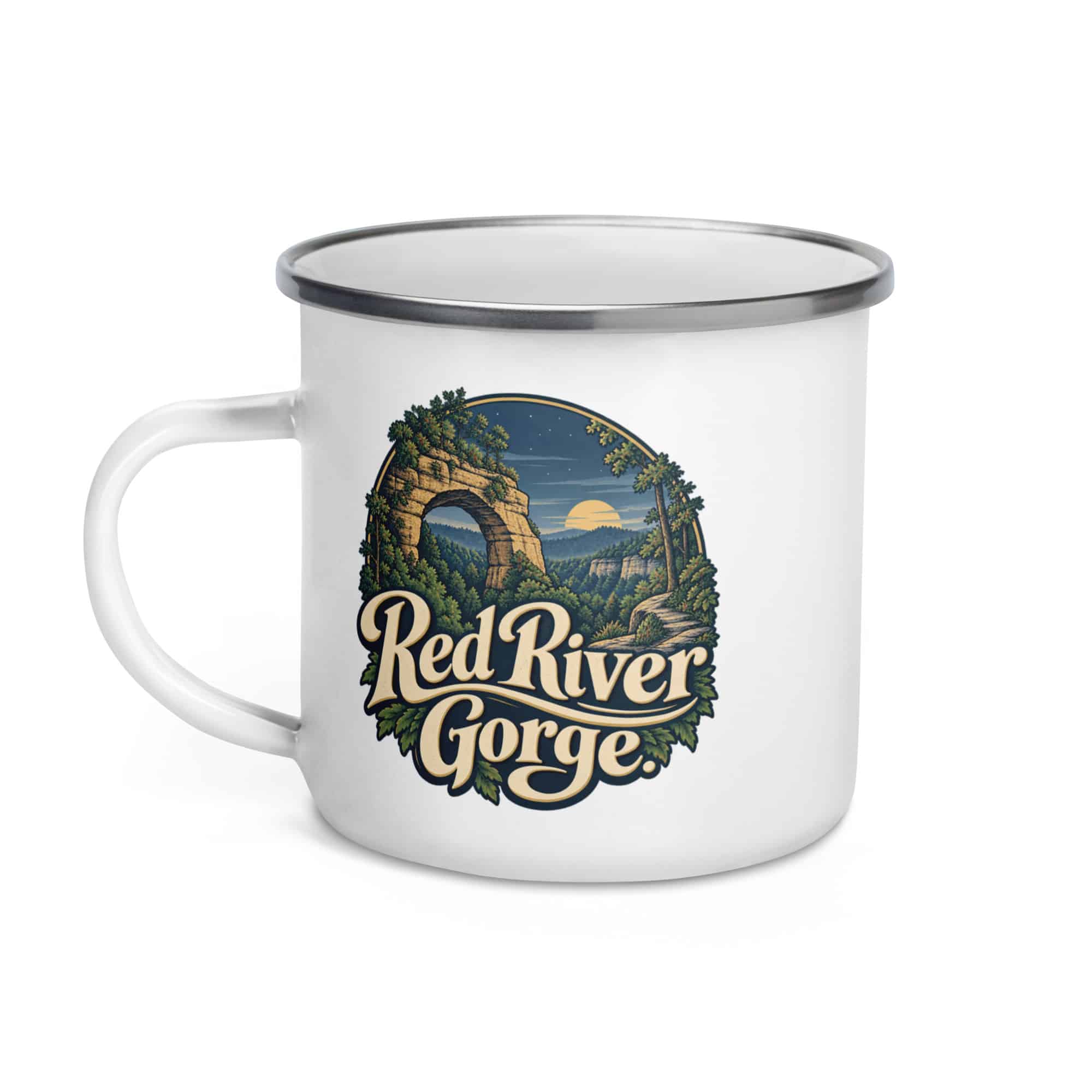 Red River Gorge Enamel Camp Mug: Red River Gorge, Woodland Scenic Lettering