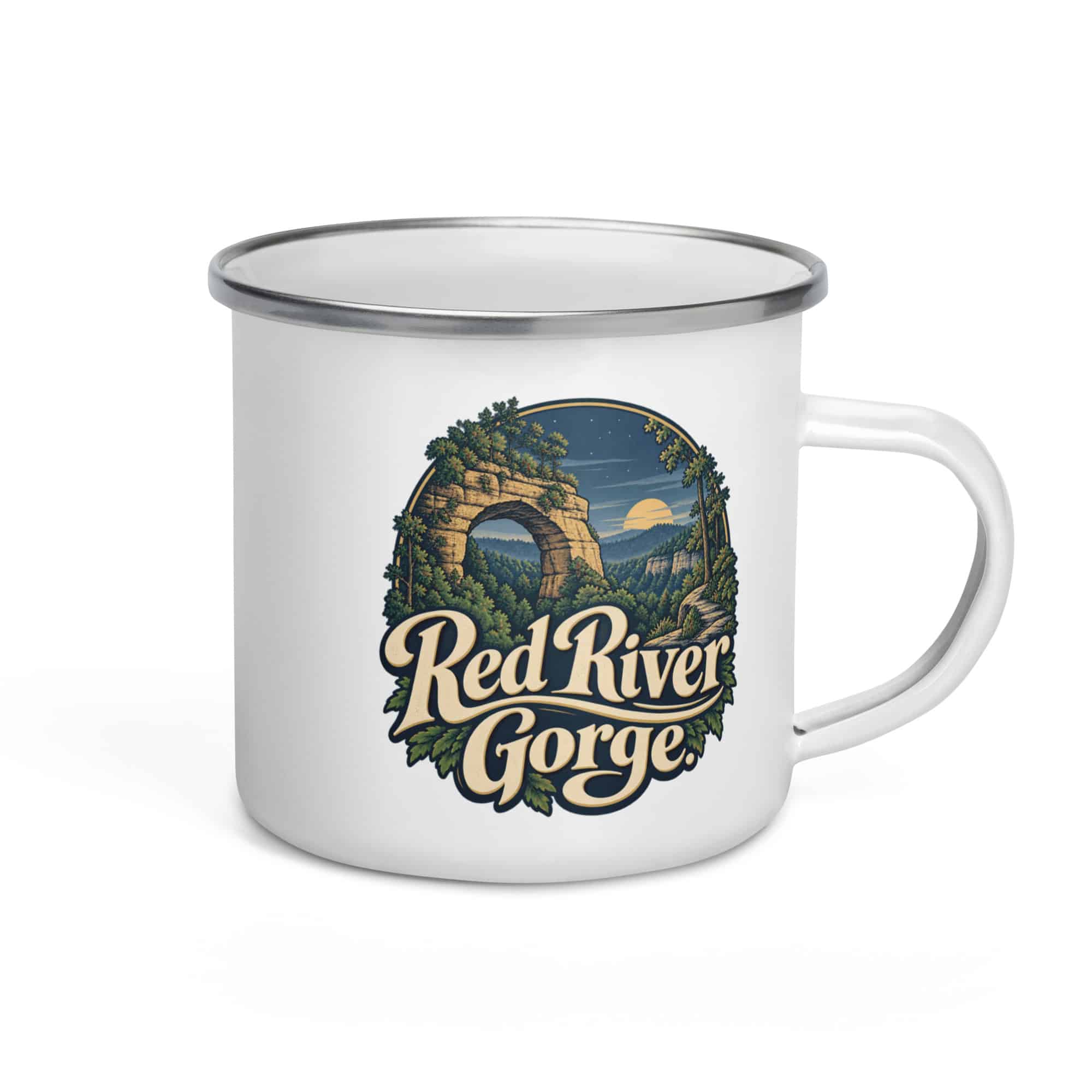 Red River Gorge Enamel Camp Mug: Red River Gorge, Woodland Scenic Lettering