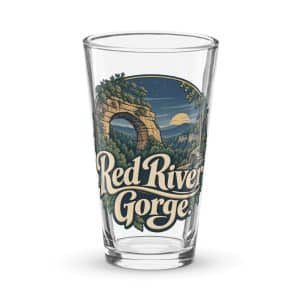 Red River Gorge Pint Glass: Red River Gorge, Woodland Scenic Lettering - 16 oz - Main