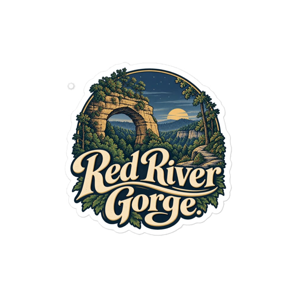 Red River Gorge Vinyl Sticker: Red River Gorge, Woodland Scenic Lettering