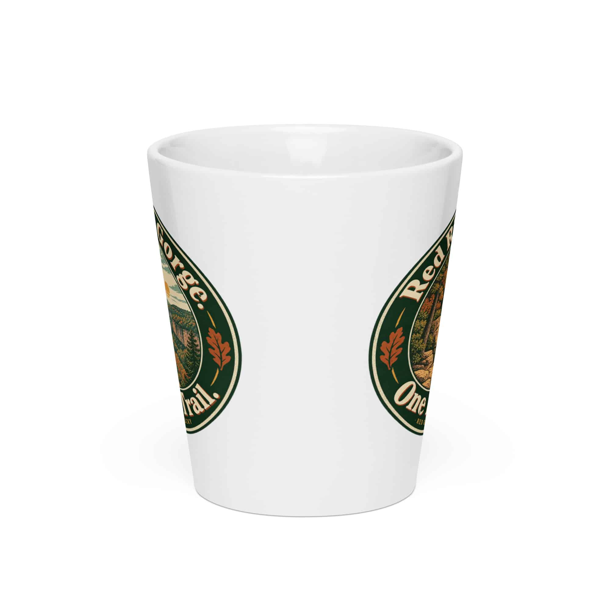Red River Gorge Latte Mug: Red River Gorge. One More Trail, Vintage Round Badge