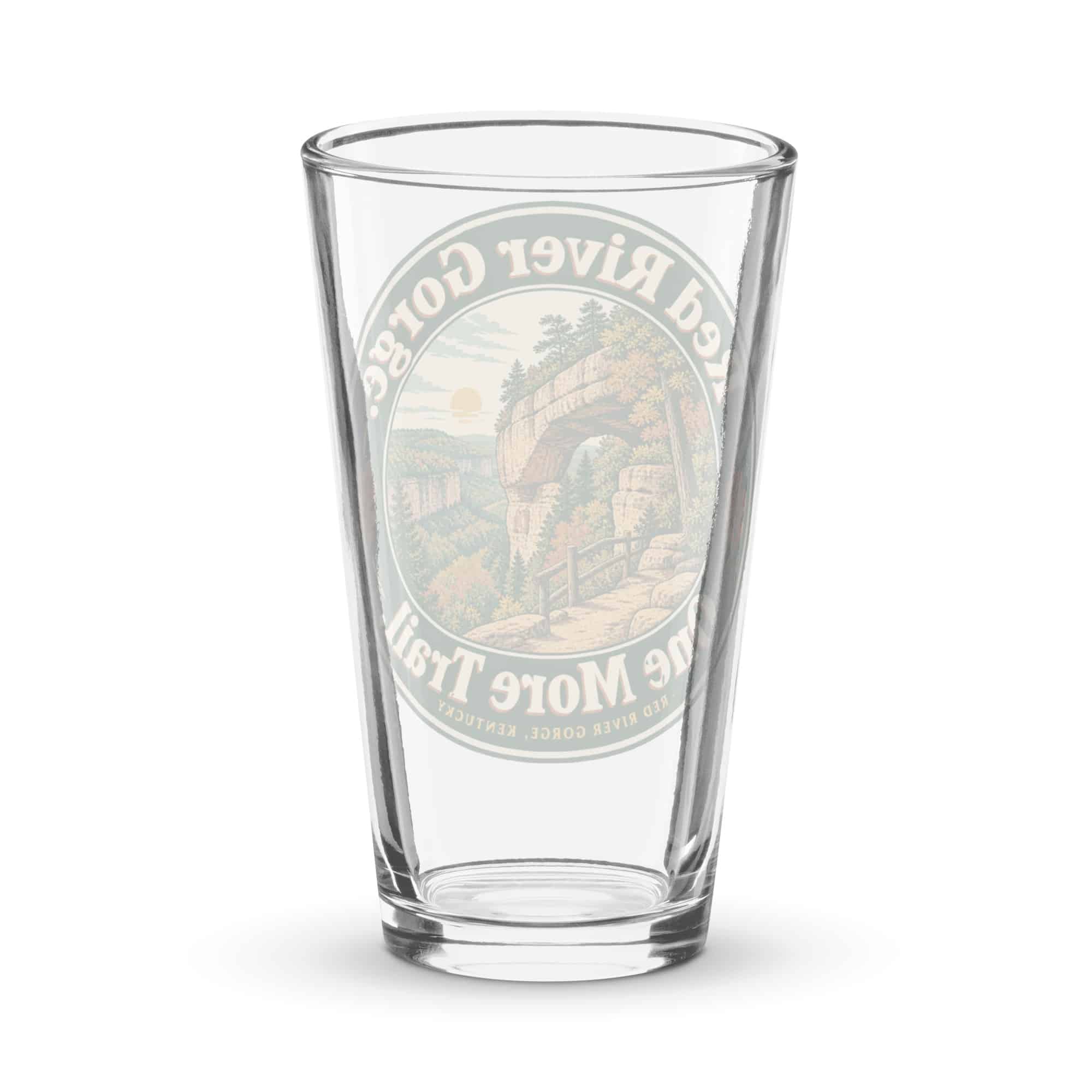 Red River Gorge Pint Glass: Red River Gorge. One More Trail, Vintage Round Badge