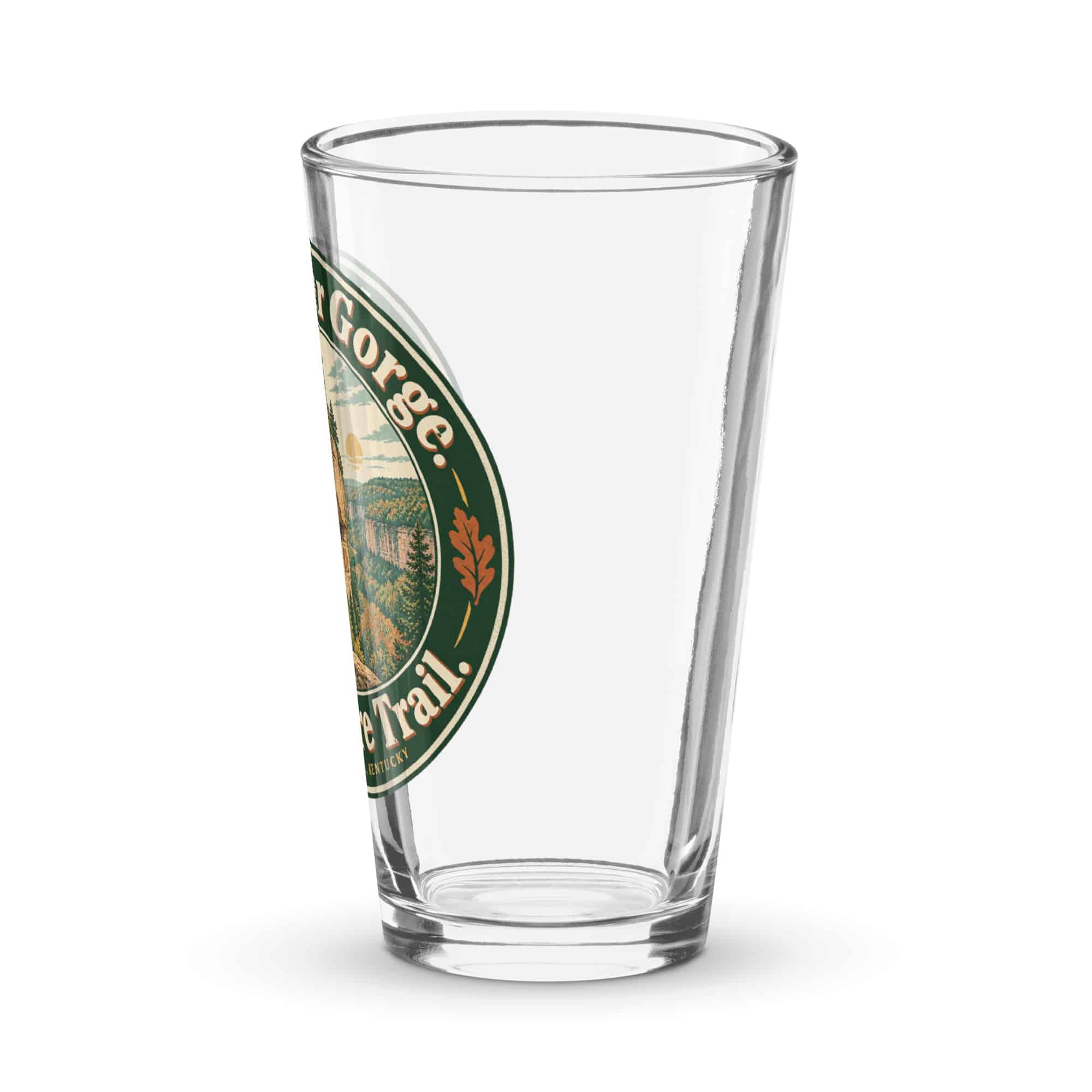 Red River Gorge Pint Glass: Red River Gorge. One More Trail, Vintage Round Badge