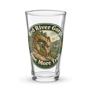 Red River Gorge Pint Glass: Red River Gorge. One More Trail, Vintage Round Badge - 16 oz - Main