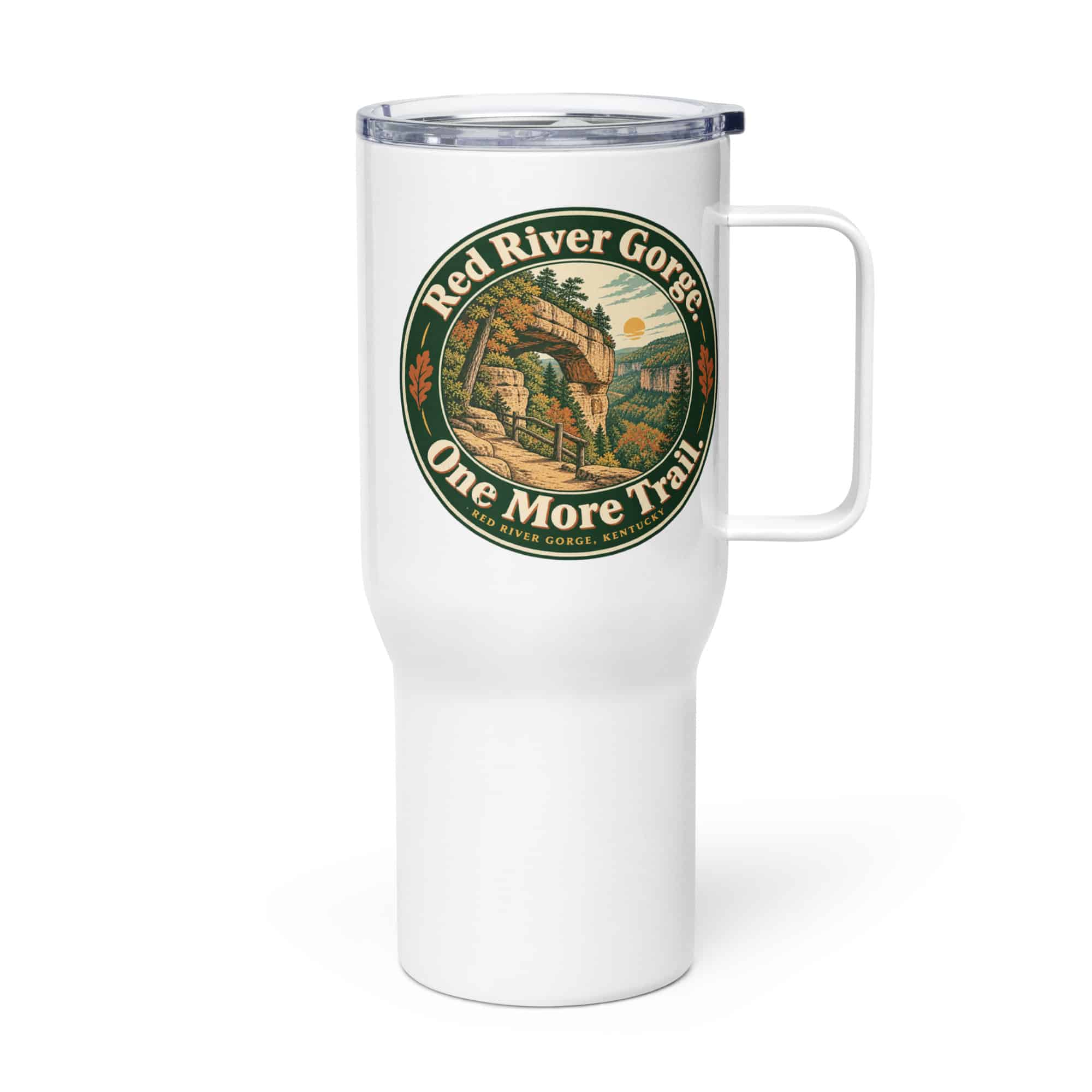 Red River Gorge Travel Mug: Red River Gorge. One More Trail, Vintage Round Badge