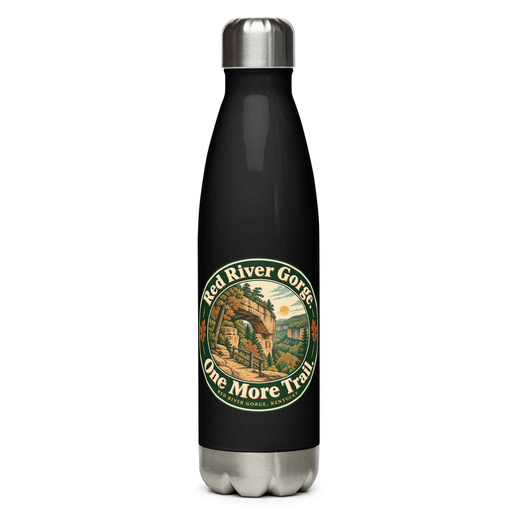 Red River Gorge Stainless Steel Water Bottle: Red River Gorge. One More Trail, Vintage Round Badge