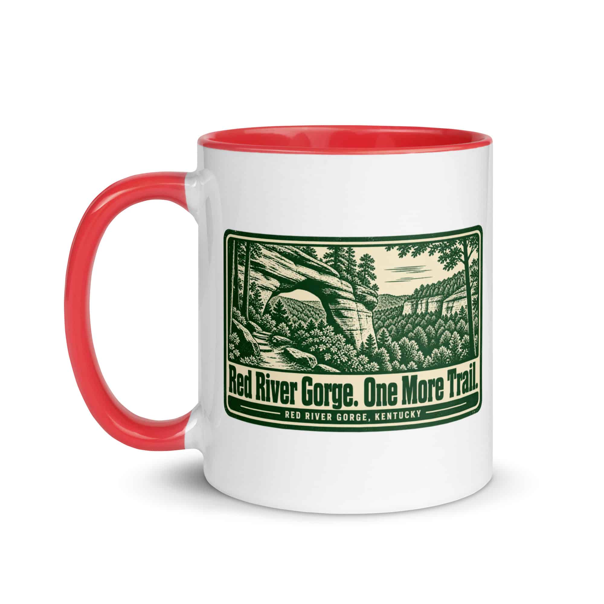 Red River Gorge Color Inside Coffee Mug: Red River Gorge. One More Trail, Forest Ink Stamp