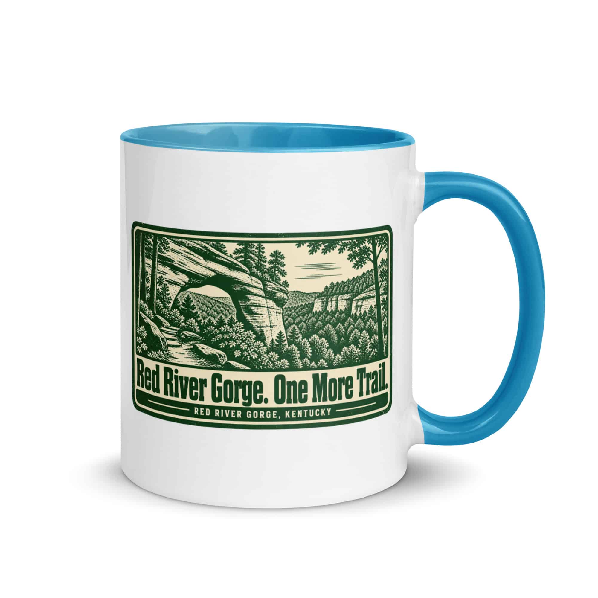 Red River Gorge Color Inside Coffee Mug: Red River Gorge. One More Trail, Forest Ink Stamp