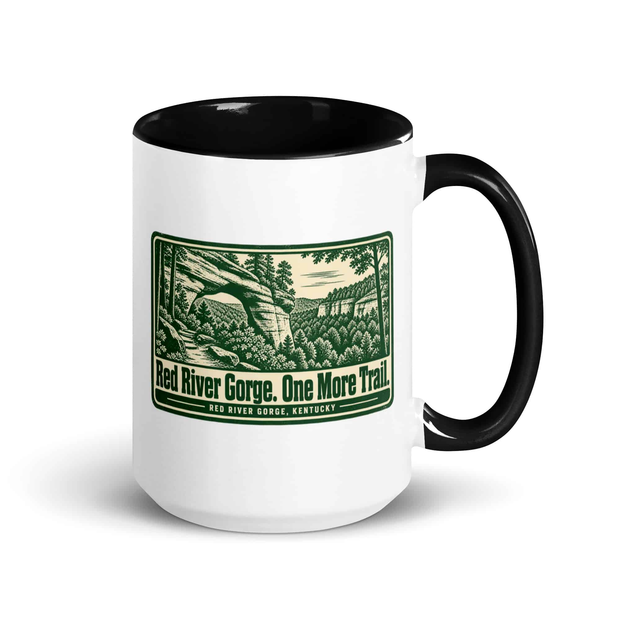 Red River Gorge Color Inside Coffee Mug: Red River Gorge. One More Trail, Forest Ink Stamp
