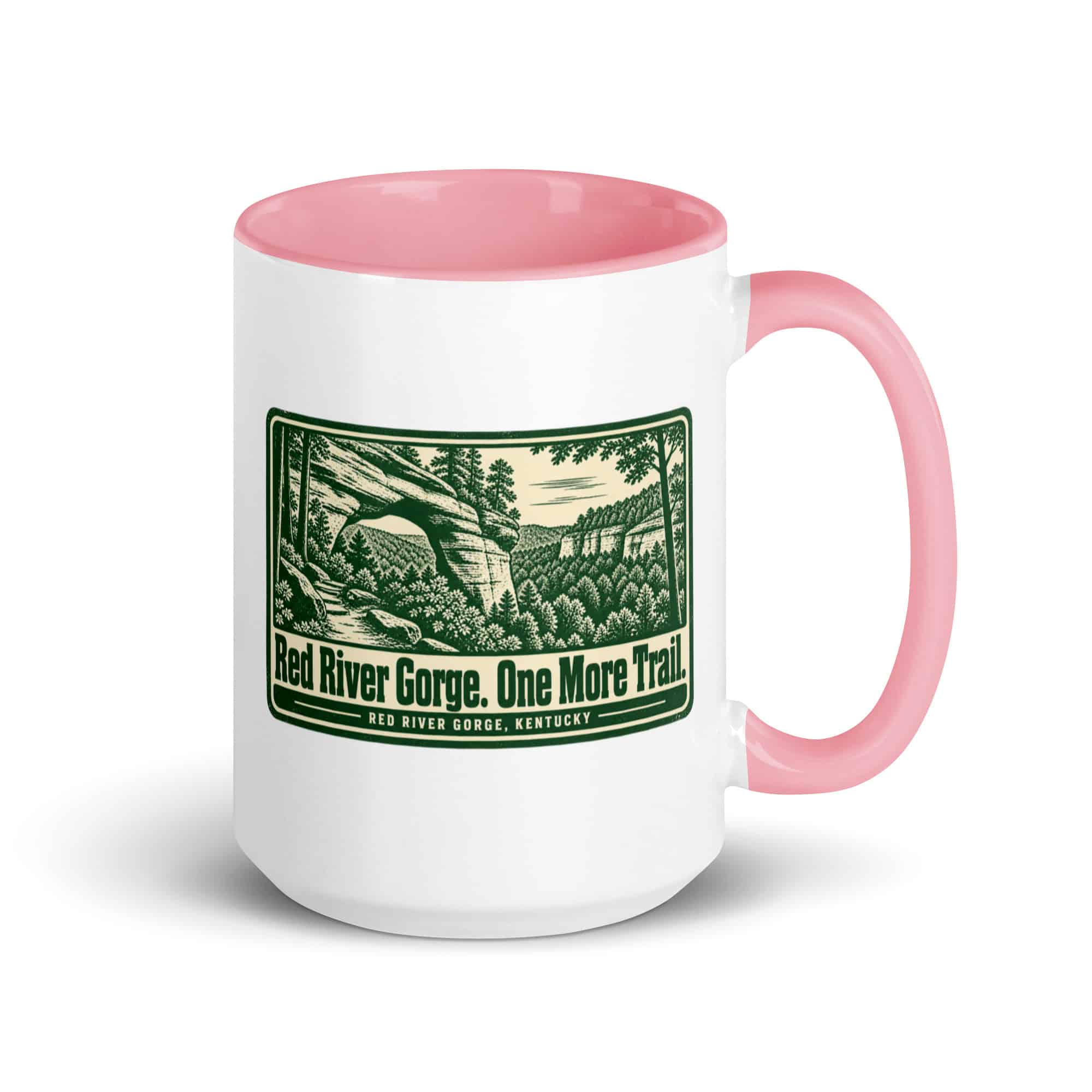 Red River Gorge Color Inside Coffee Mug: Red River Gorge. One More Trail, Forest Ink Stamp