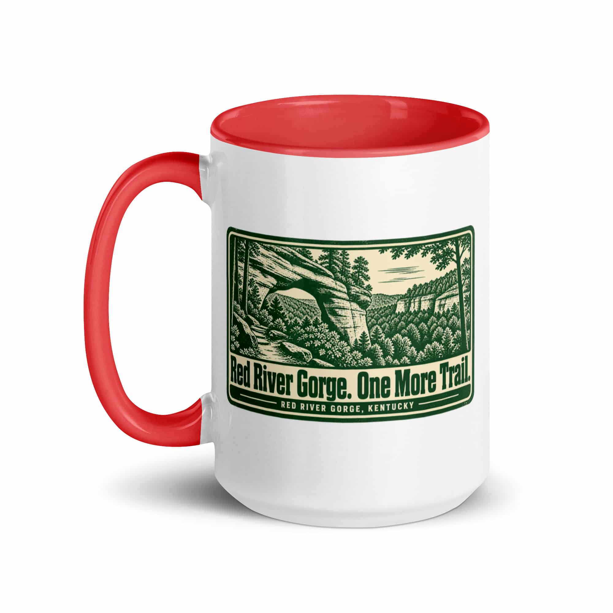 Red River Gorge Color Inside Coffee Mug: Red River Gorge. One More Trail, Forest Ink Stamp