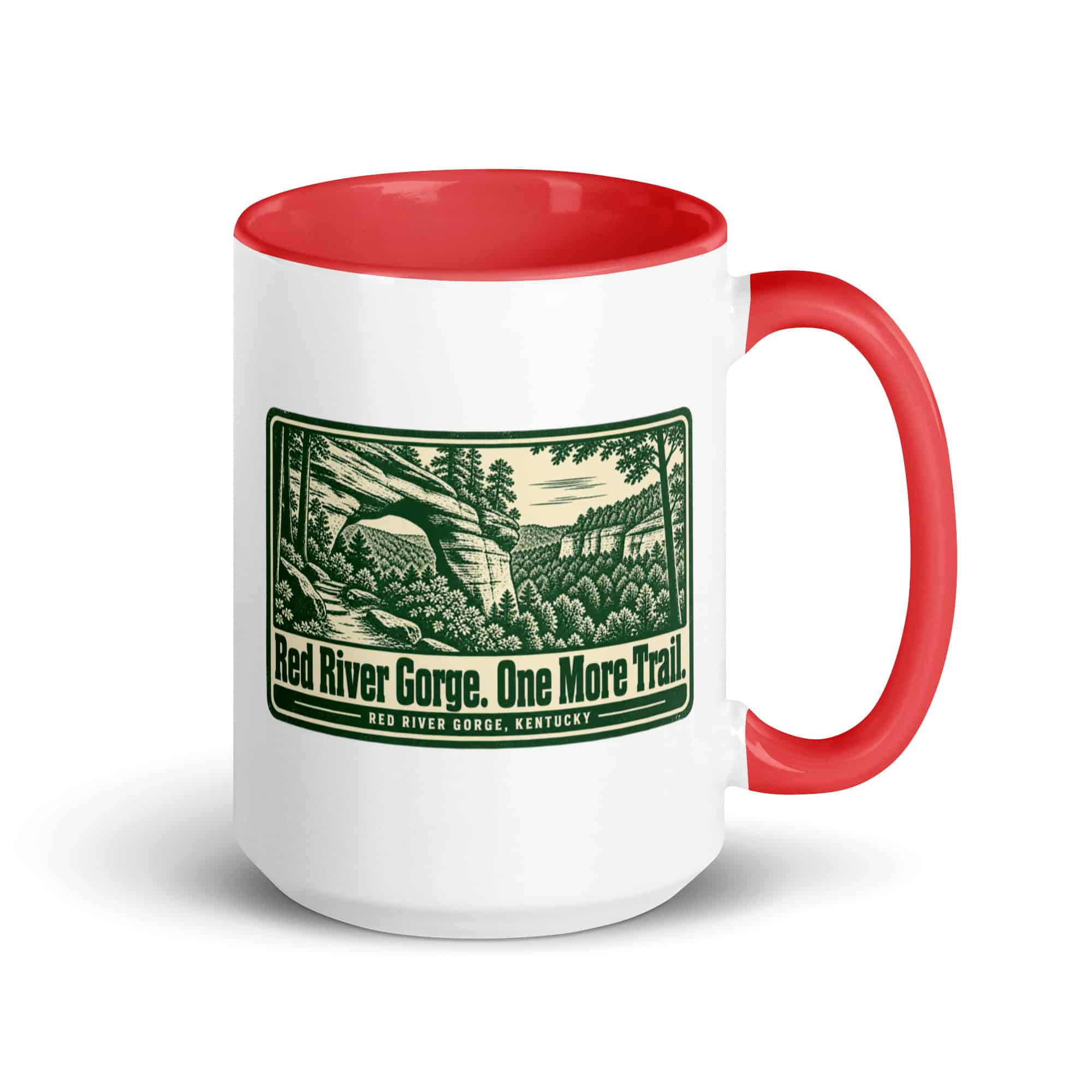 Red River Gorge Color Inside Coffee Mug: Red River Gorge. One More Trail, Forest Ink Stamp