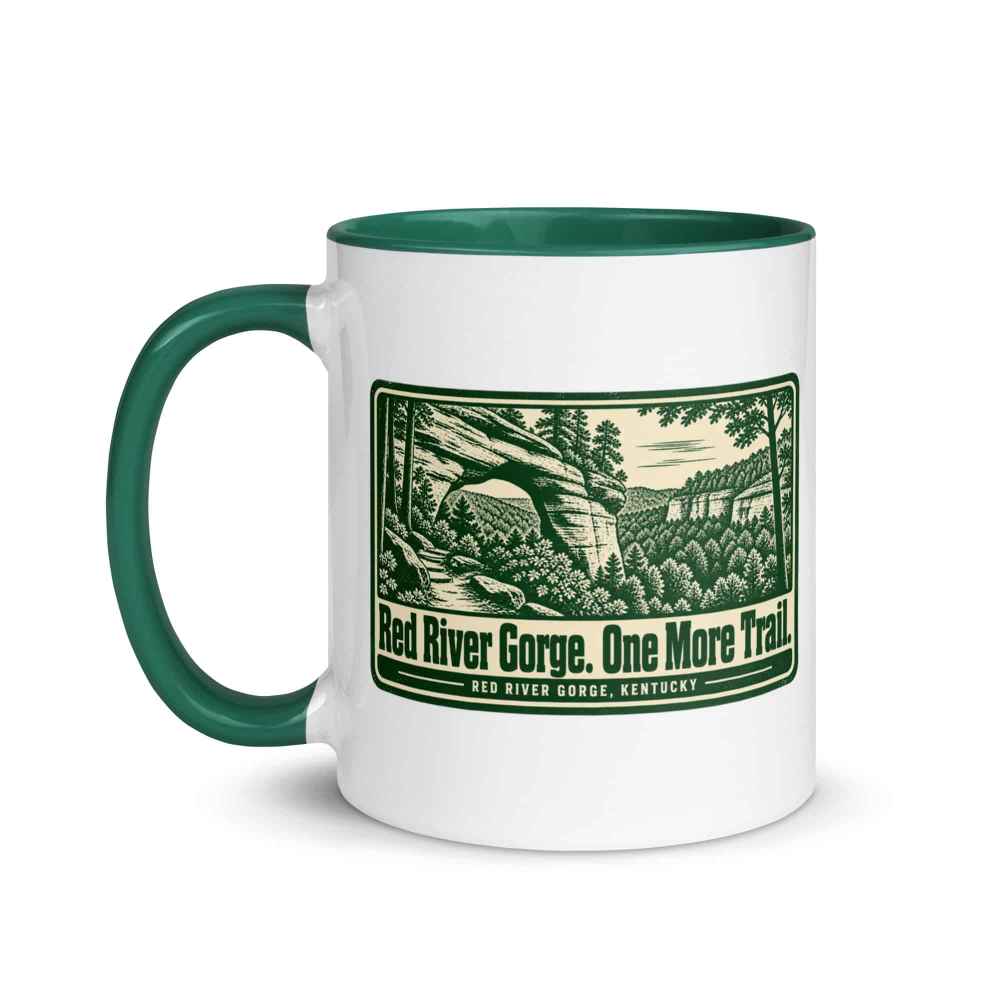 Red River Gorge Color Inside Coffee Mug: Red River Gorge. One More Trail, Forest Ink Stamp