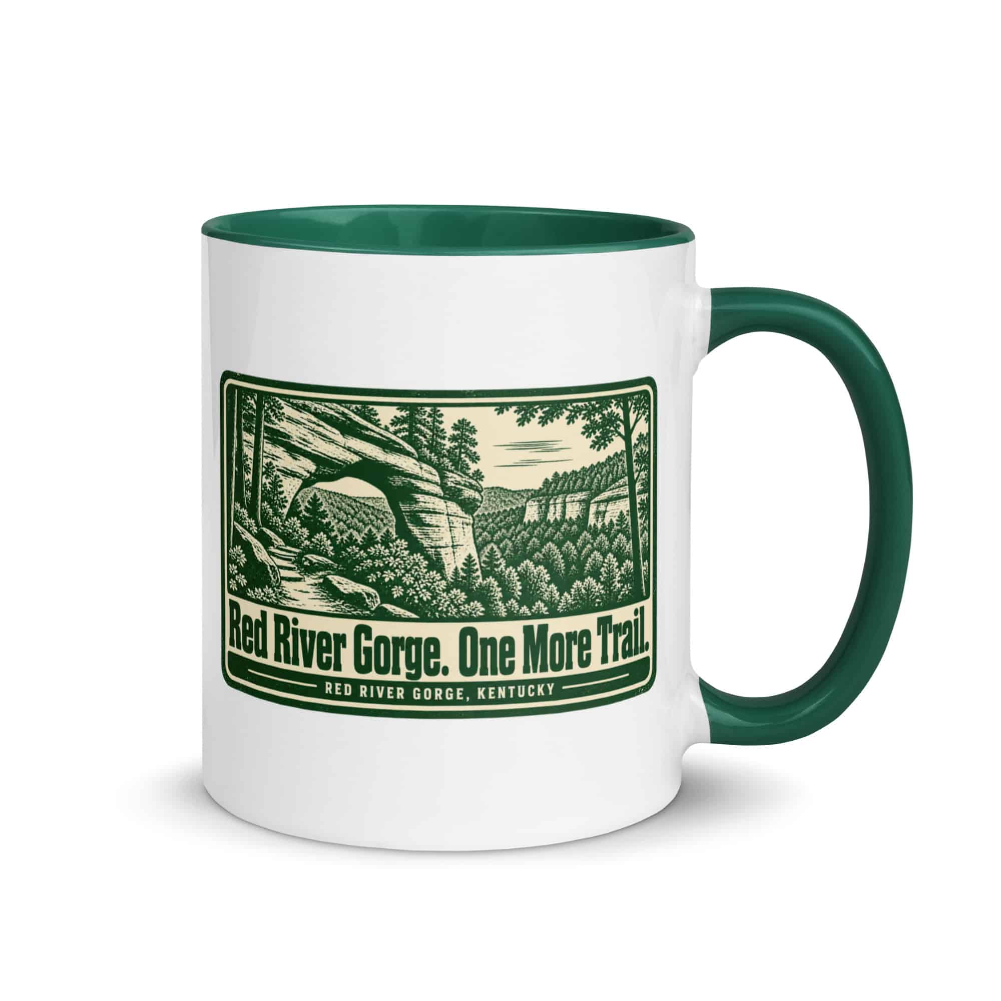 Red River Gorge Color Inside Coffee Mug: Red River Gorge. One More Trail, Forest Ink Stamp