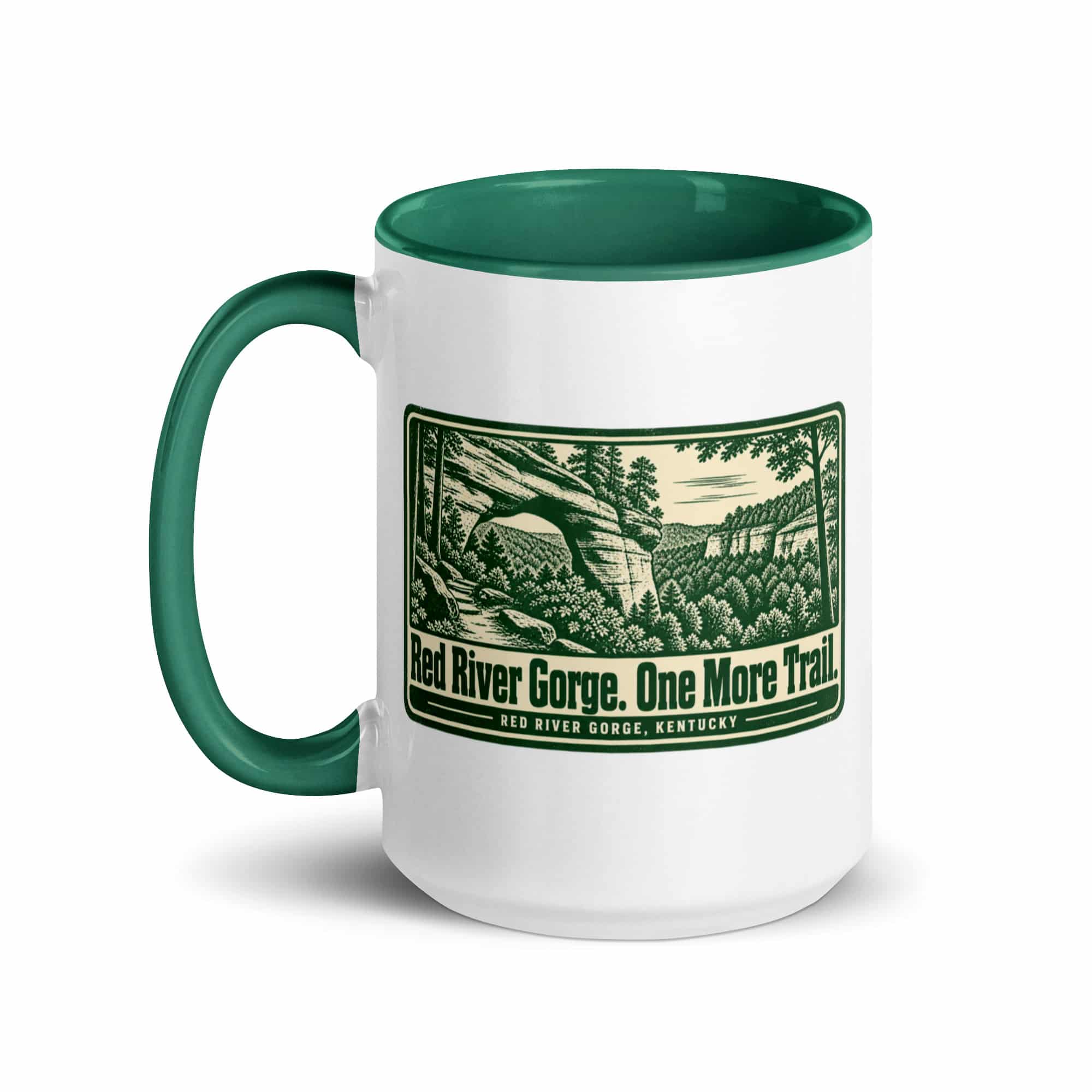 Red River Gorge Color Inside Coffee Mug: Red River Gorge. One More Trail, Forest Ink Stamp