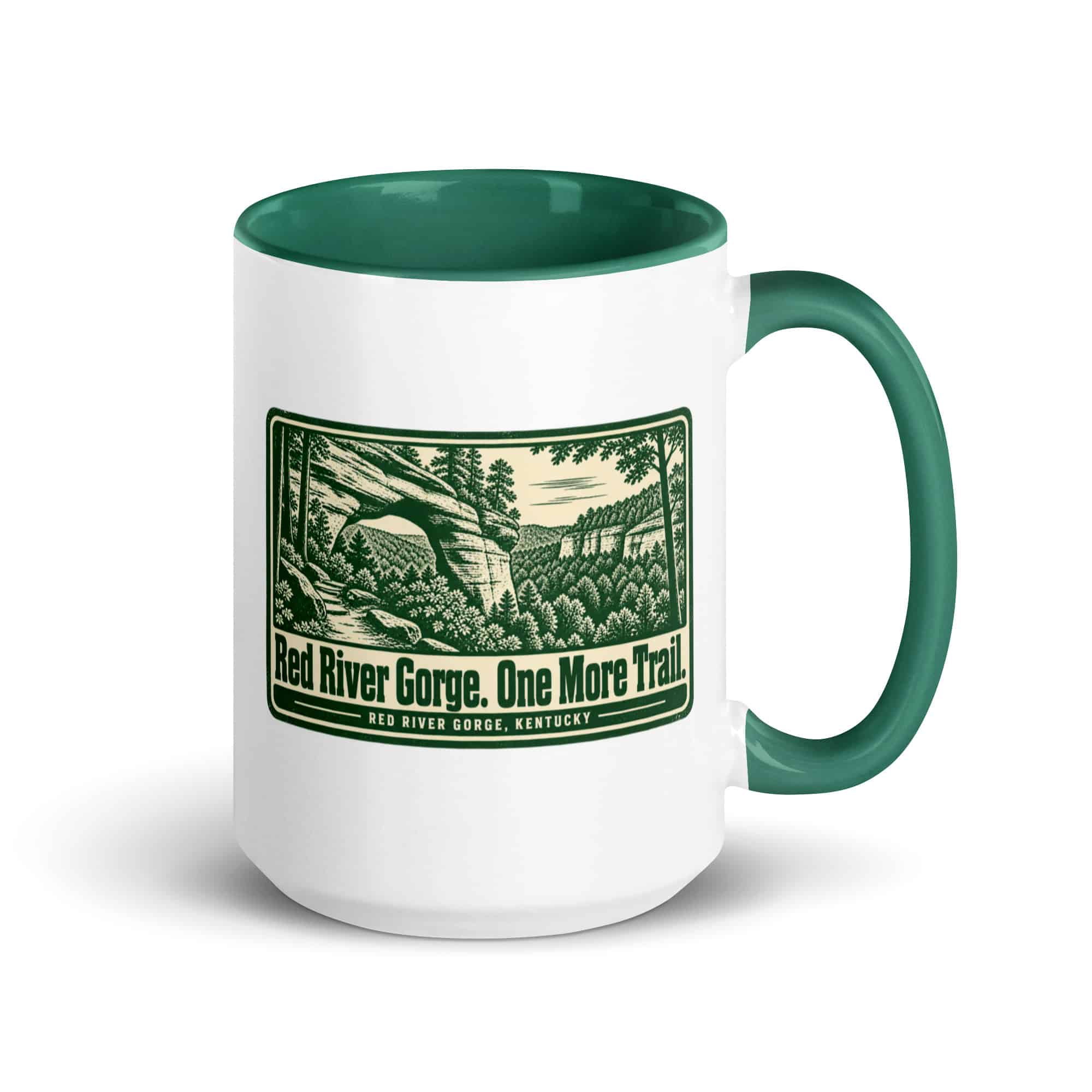 Red River Gorge Color Inside Coffee Mug: Red River Gorge. One More Trail, Forest Ink Stamp