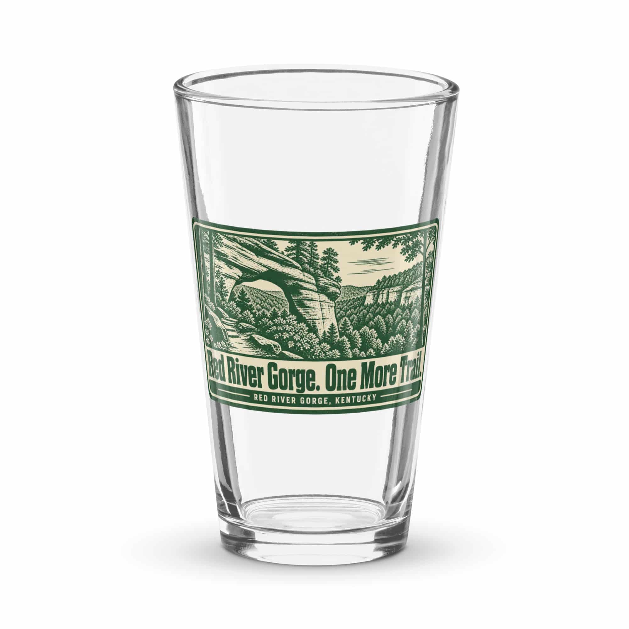 Red River Gorge Pint Glass: Red River Gorge. One More Trail, Forest Ink Stamp