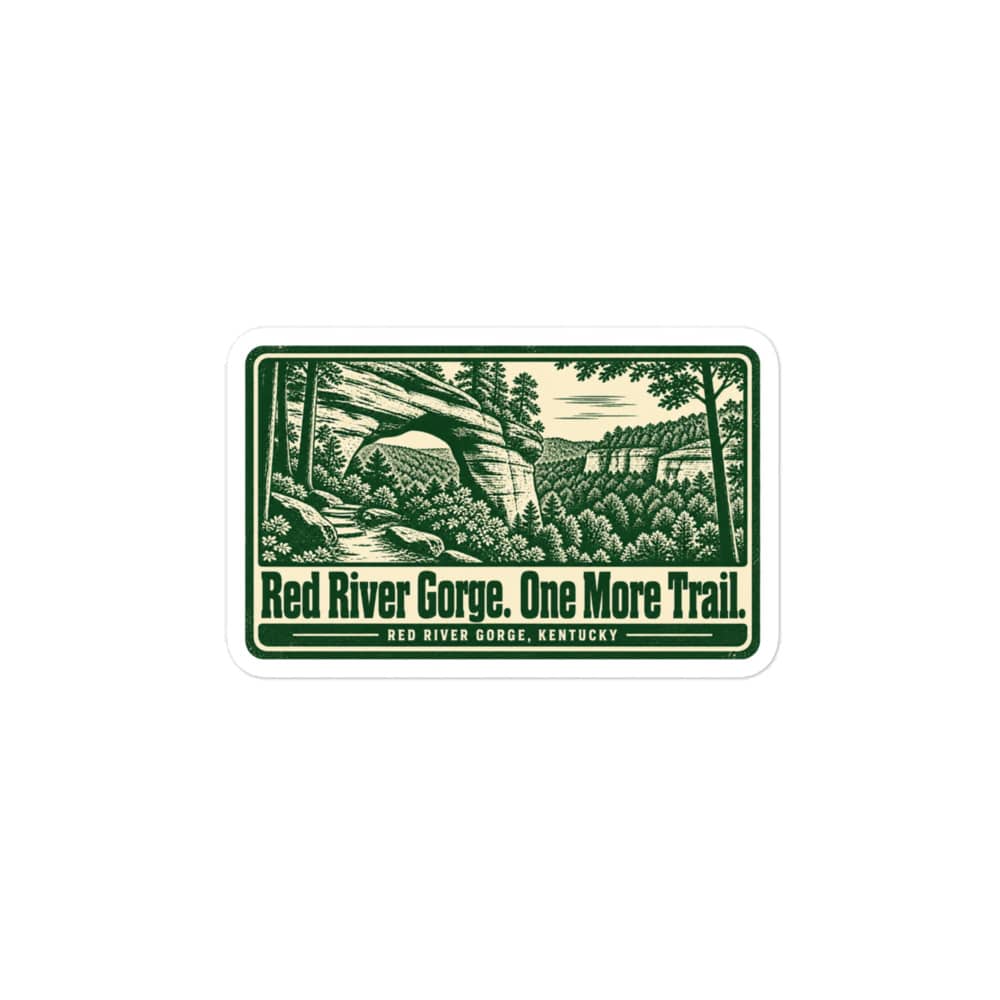 Red River Gorge Vinyl Sticker: Red River Gorge. One More Trail, Forest Ink Stamp