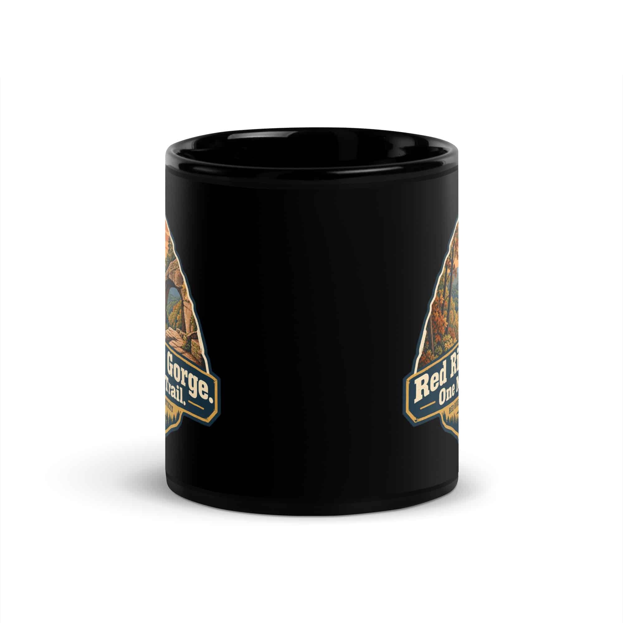 Red River Gorge Black Coffee Mug: Red River Gorge. One More Trail, Scenic Shield Badge