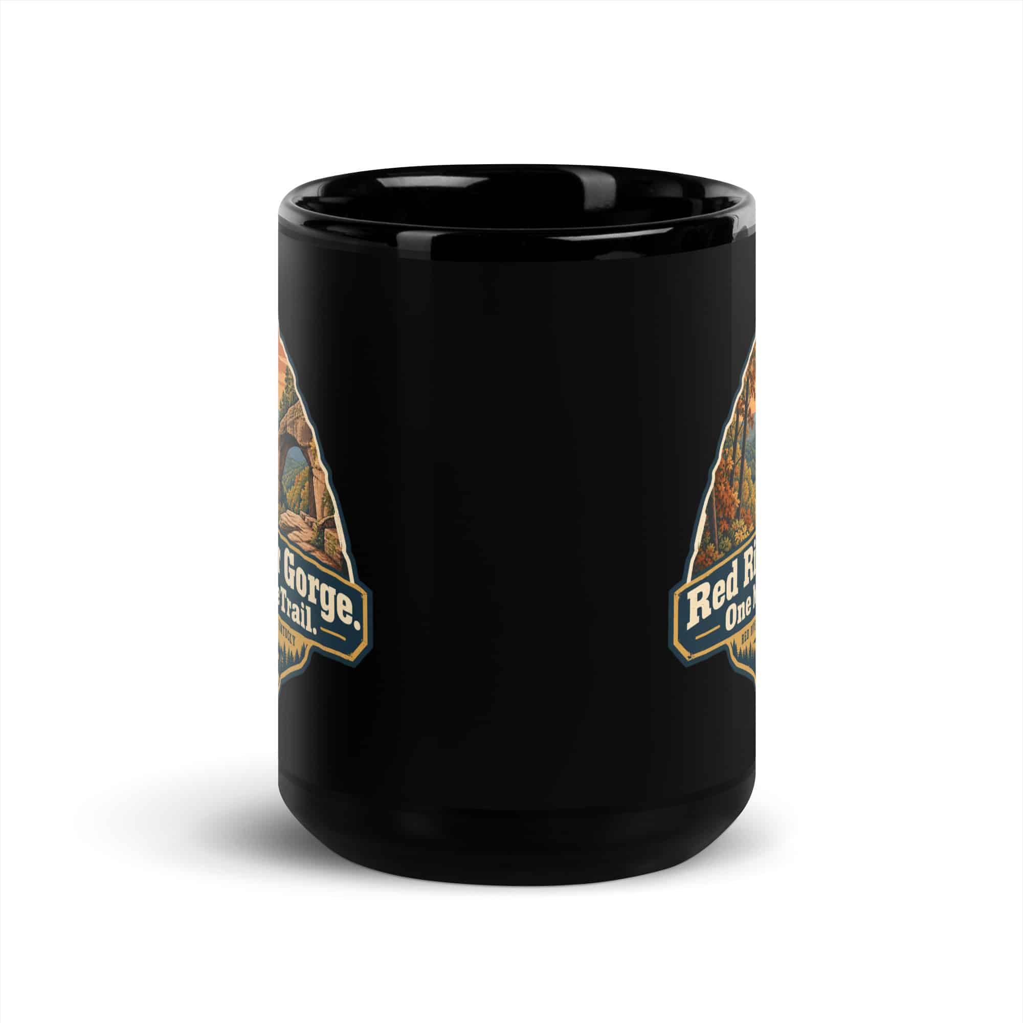 Red River Gorge Black Coffee Mug: Red River Gorge. One More Trail, Scenic Shield Badge
