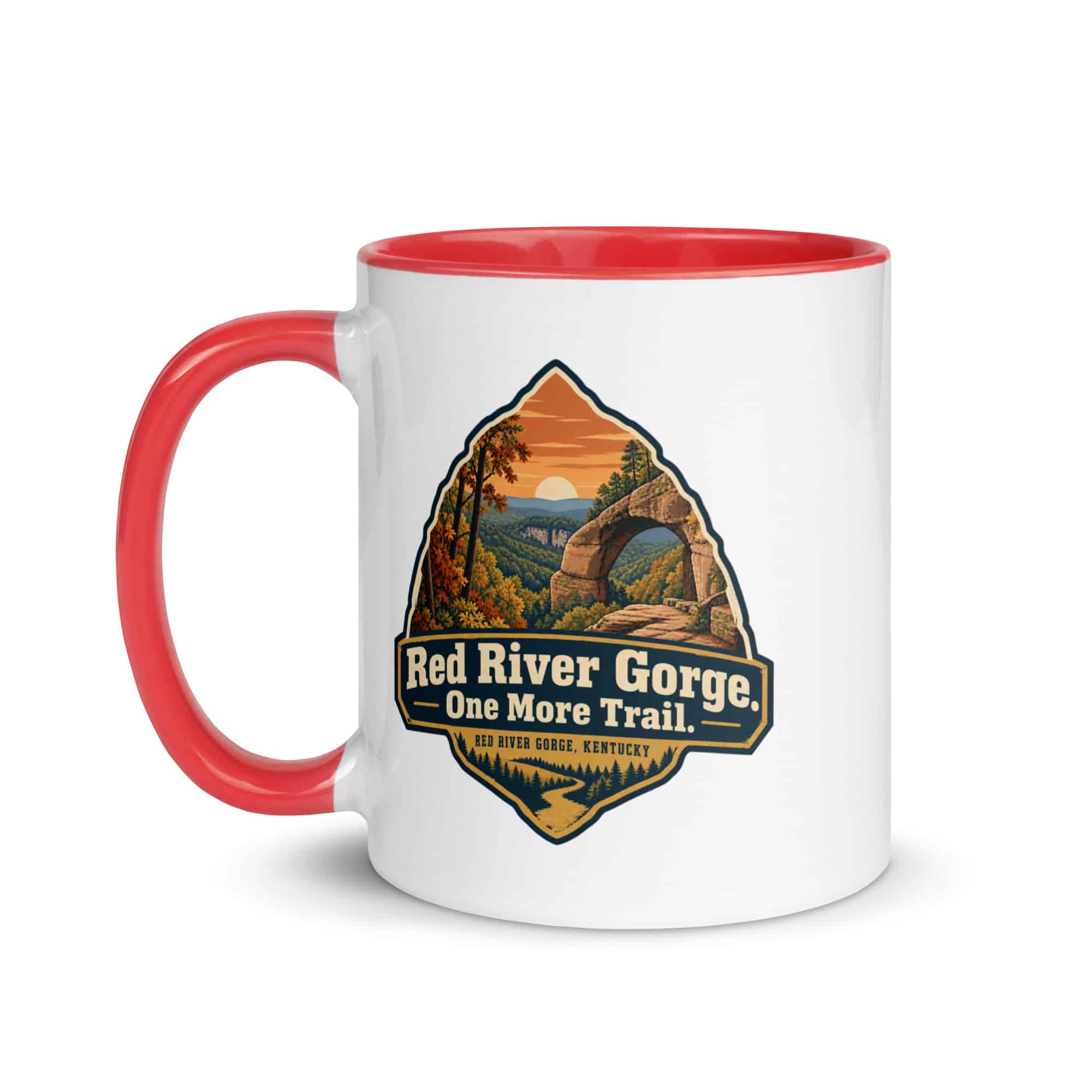 Red River Gorge Color Inside Coffee Mug: Red River Gorge. One More Trail, Scenic Shield Badge