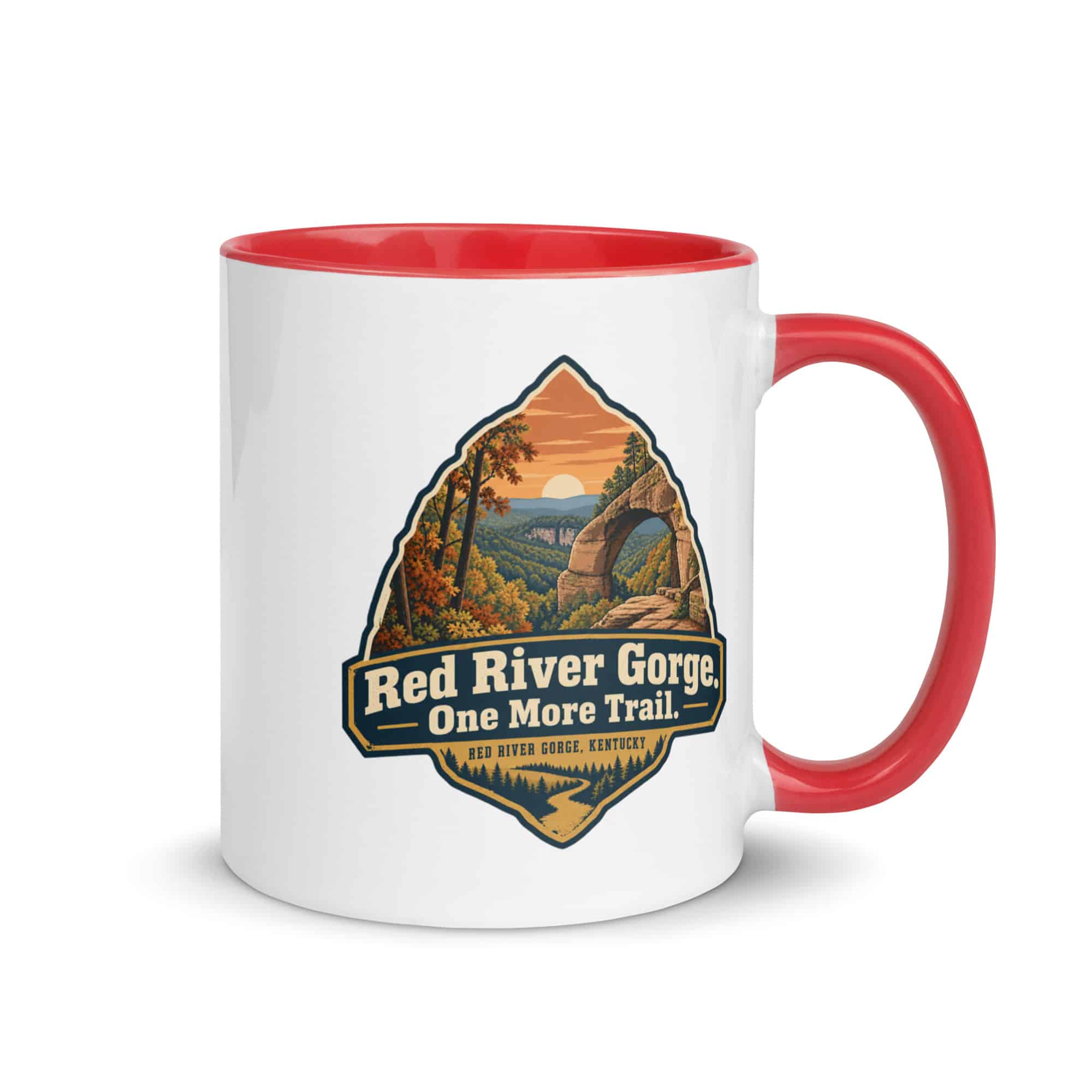 Red River Gorge Color Inside Coffee Mug: Red River Gorge. One More Trail, Scenic Shield Badge
