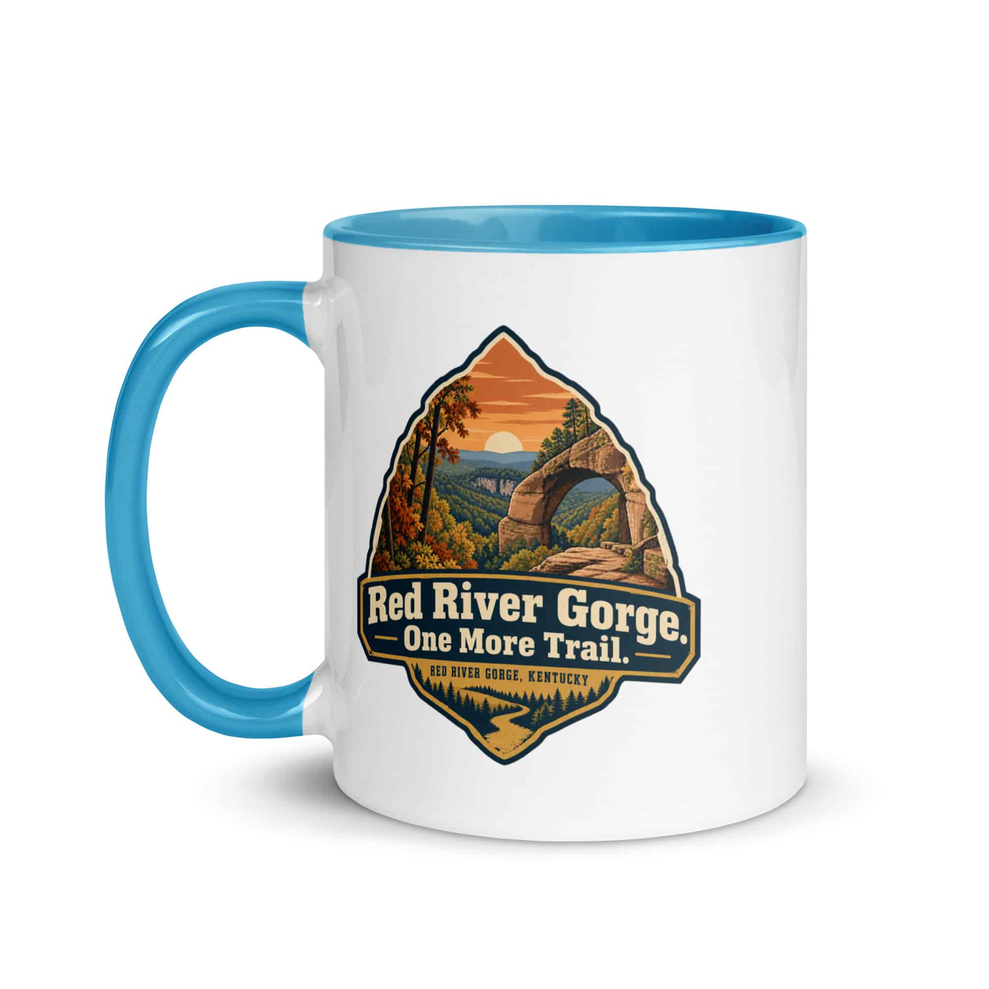 Red River Gorge Color Inside Coffee Mug: Red River Gorge. One More Trail, Scenic Shield Badge