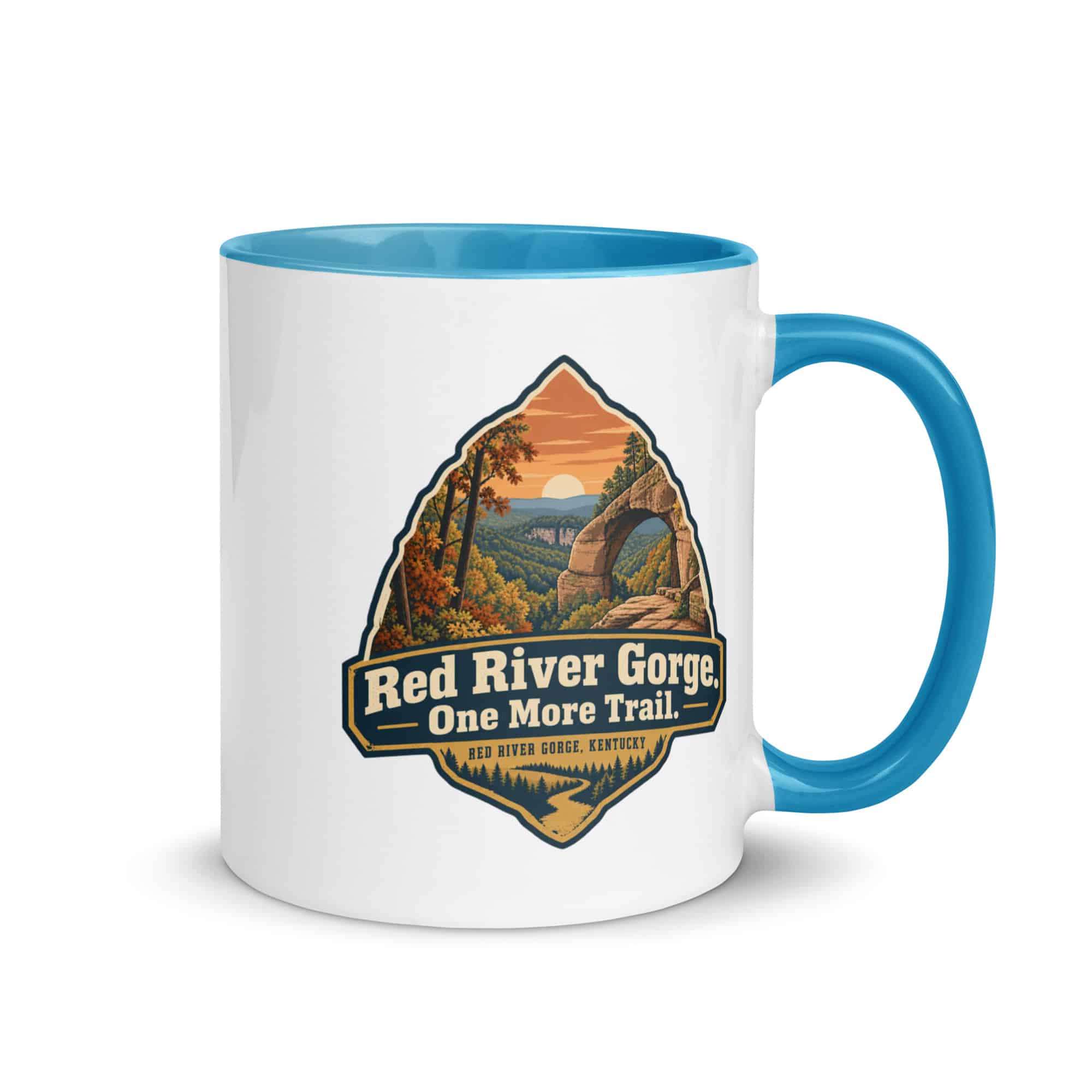 Red River Gorge Color Inside Coffee Mug: Red River Gorge. One More Trail, Scenic Shield Badge