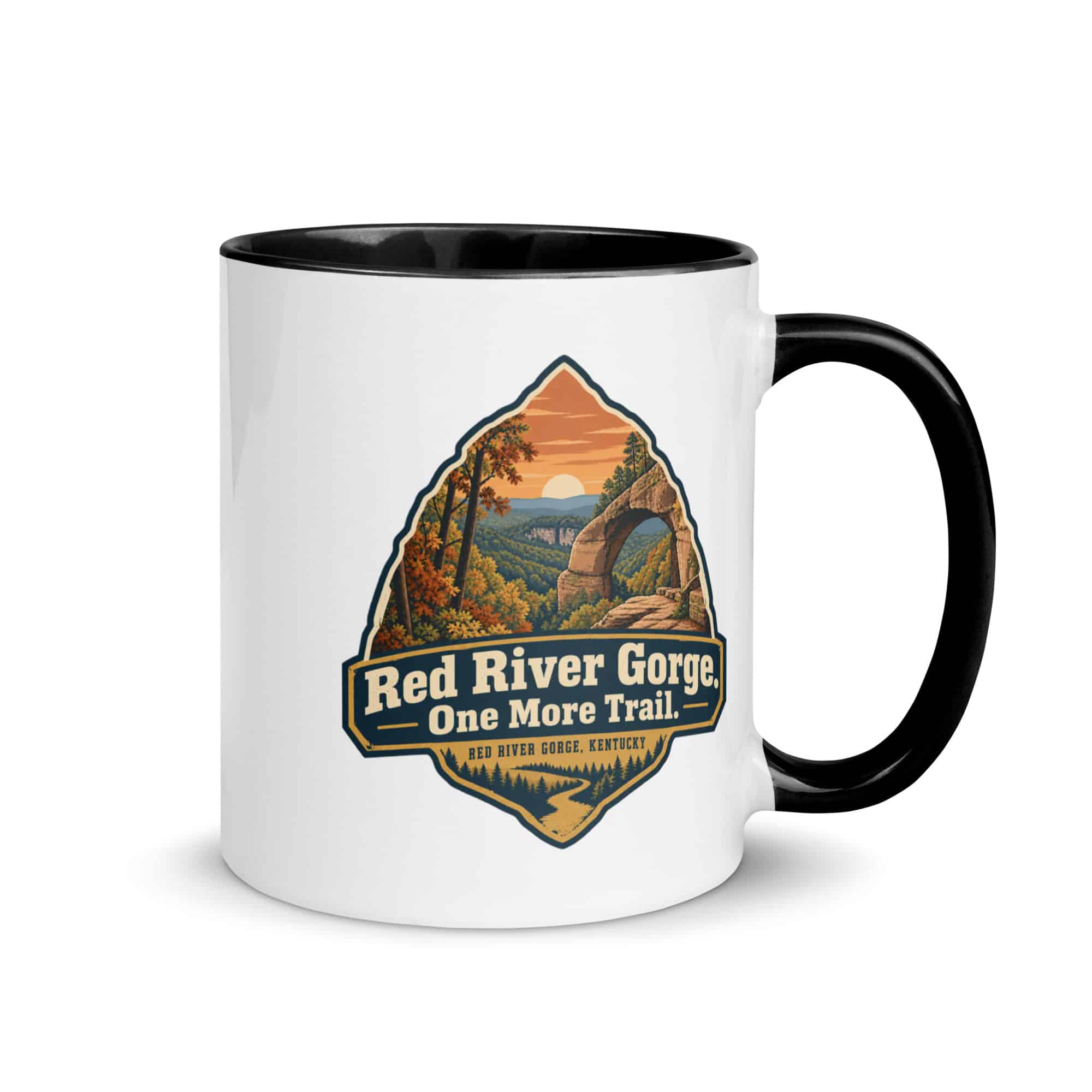 Red River Gorge Color Inside Coffee Mug: Red River Gorge. One More Trail, Scenic Shield Badge