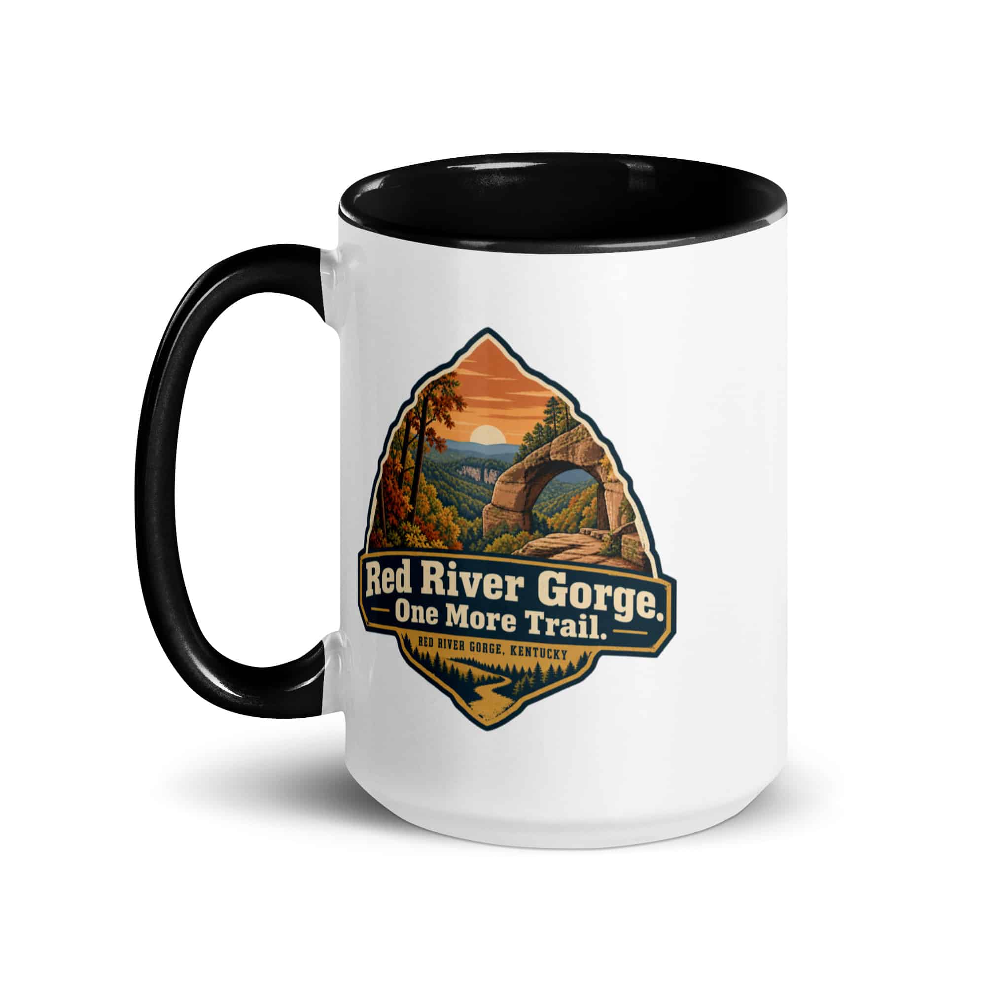 Red River Gorge Color Inside Coffee Mug: Red River Gorge. One More Trail, Scenic Shield Badge