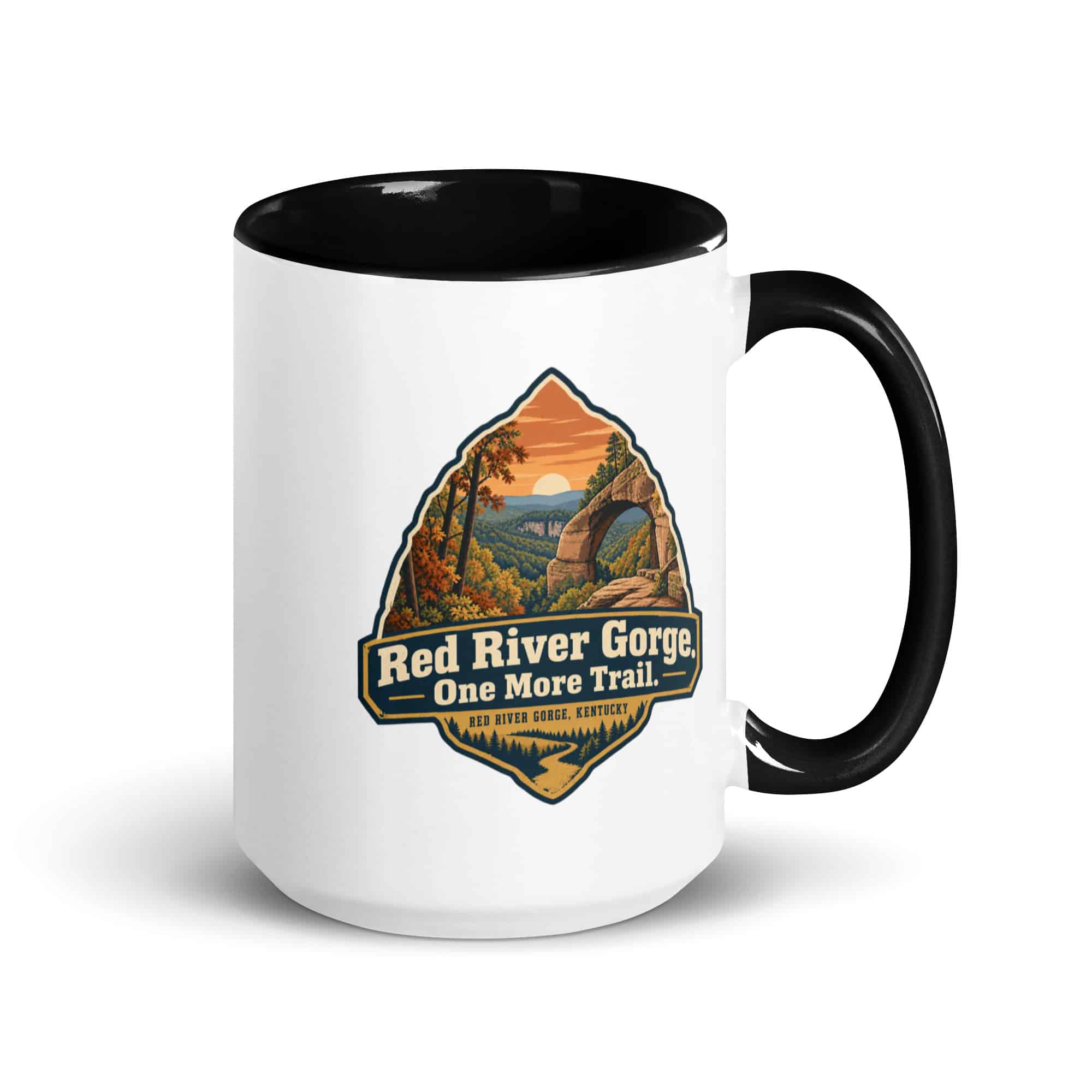 Red River Gorge Color Inside Coffee Mug: Red River Gorge. One More Trail, Scenic Shield Badge