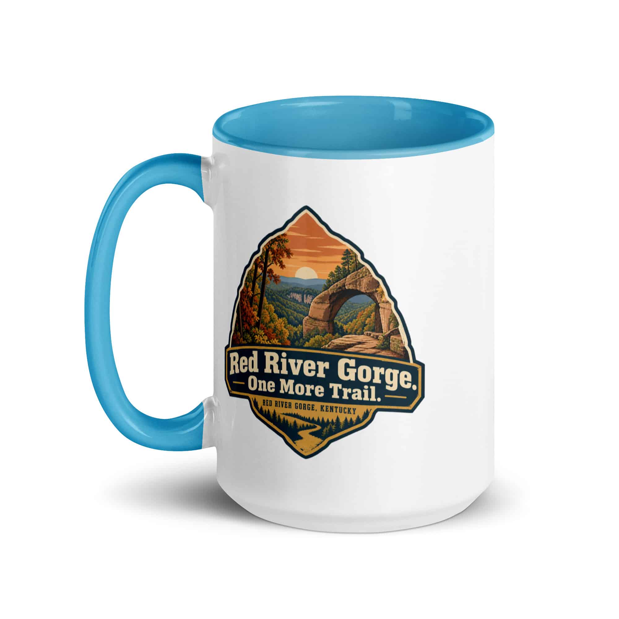 Red River Gorge Color Inside Coffee Mug: Red River Gorge. One More Trail, Scenic Shield Badge