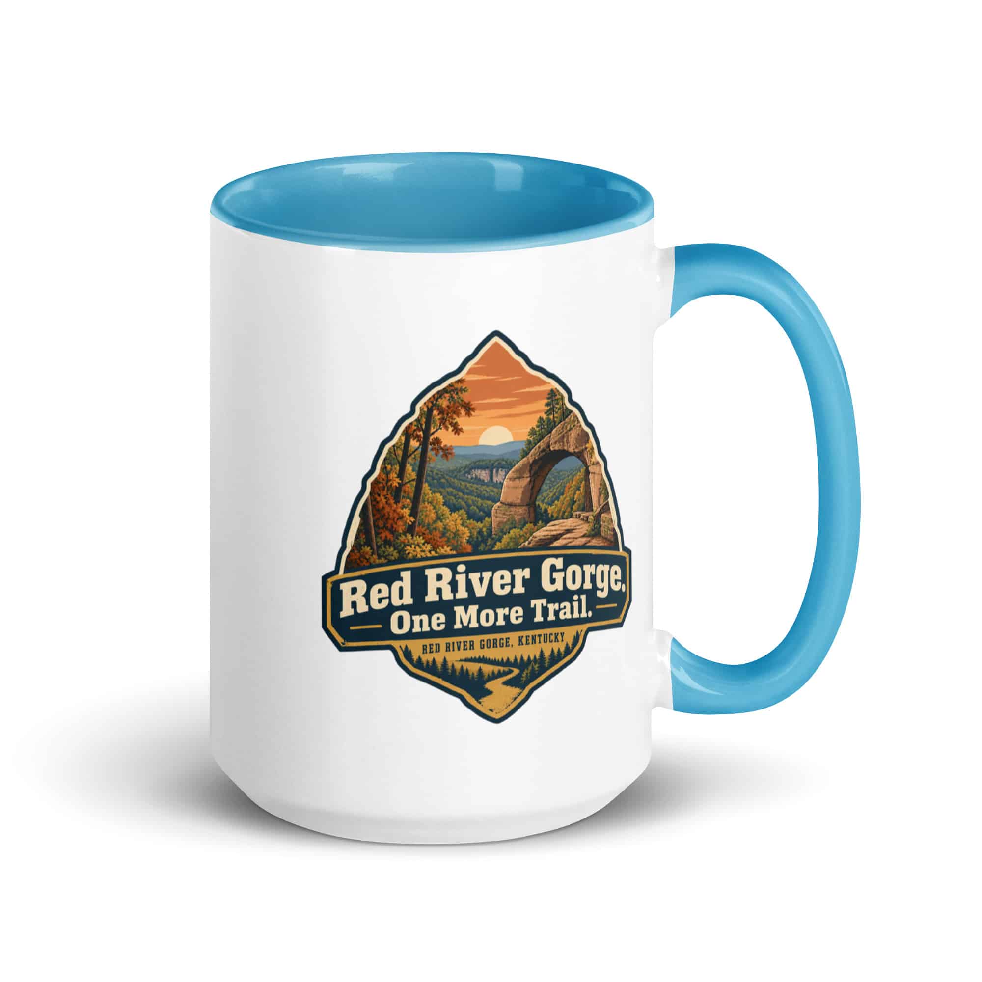 Red River Gorge Color Inside Coffee Mug: Red River Gorge. One More Trail, Scenic Shield Badge