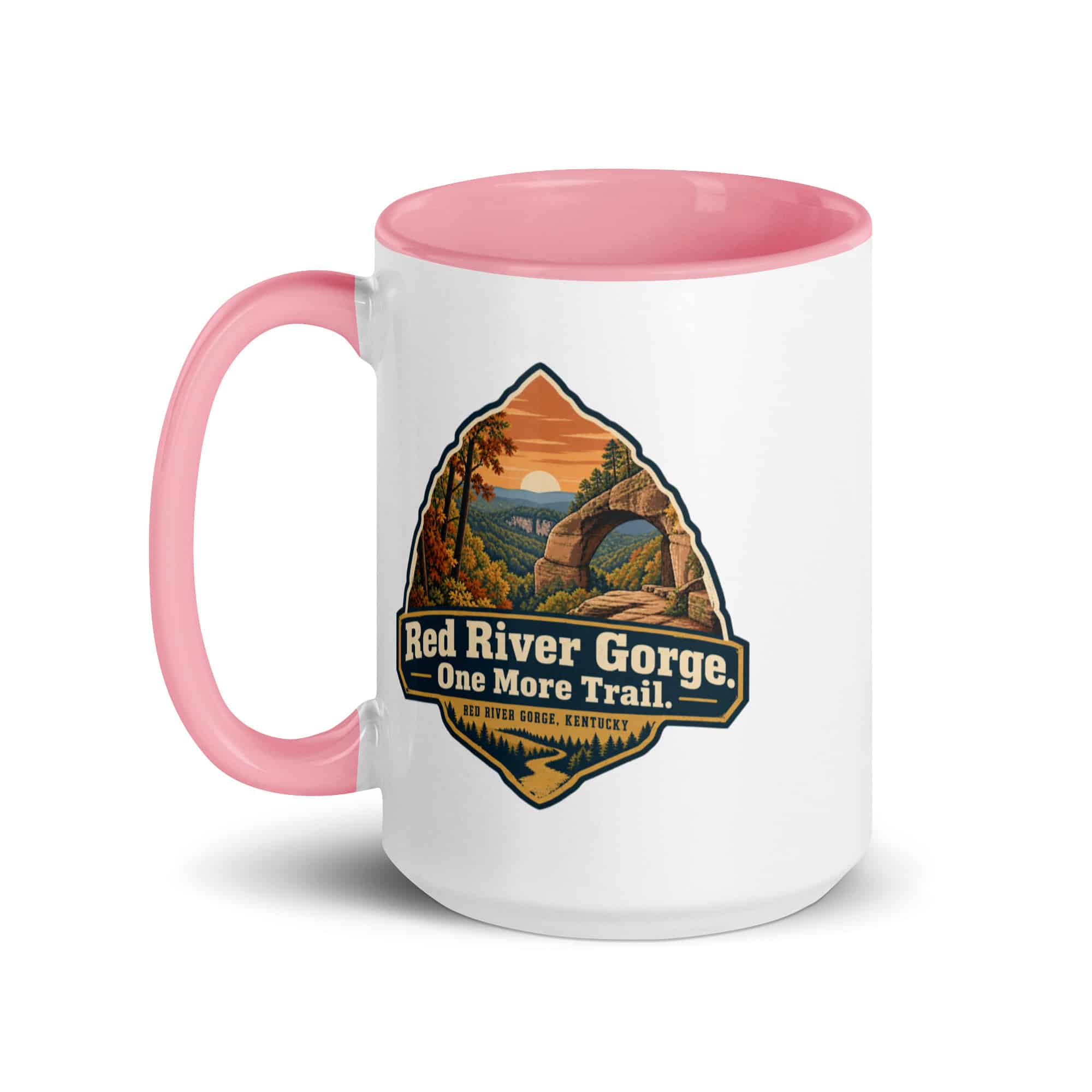 Red River Gorge Color Inside Coffee Mug: Red River Gorge. One More Trail, Scenic Shield Badge