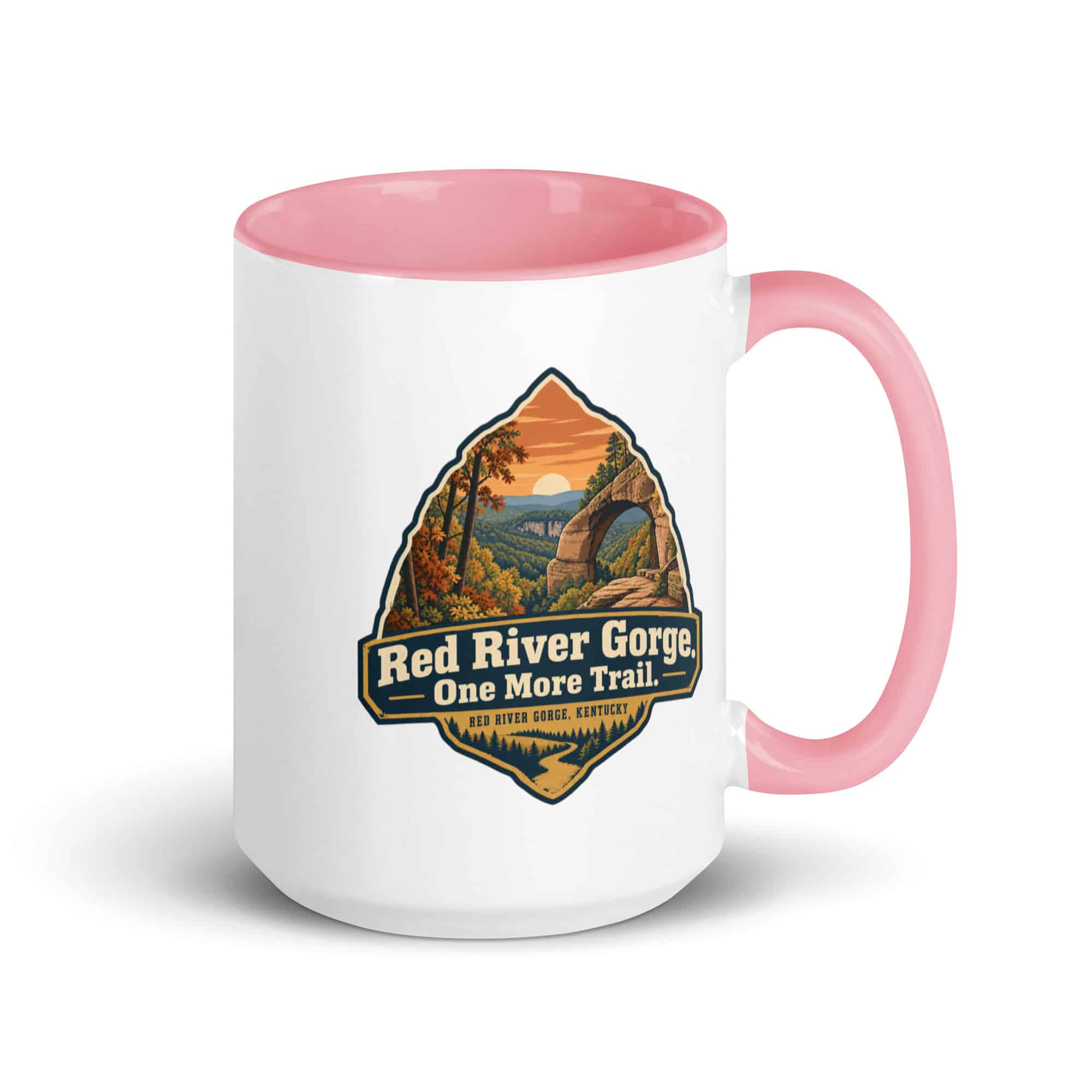 Red River Gorge Color Inside Coffee Mug: Red River Gorge. One More Trail, Scenic Shield Badge