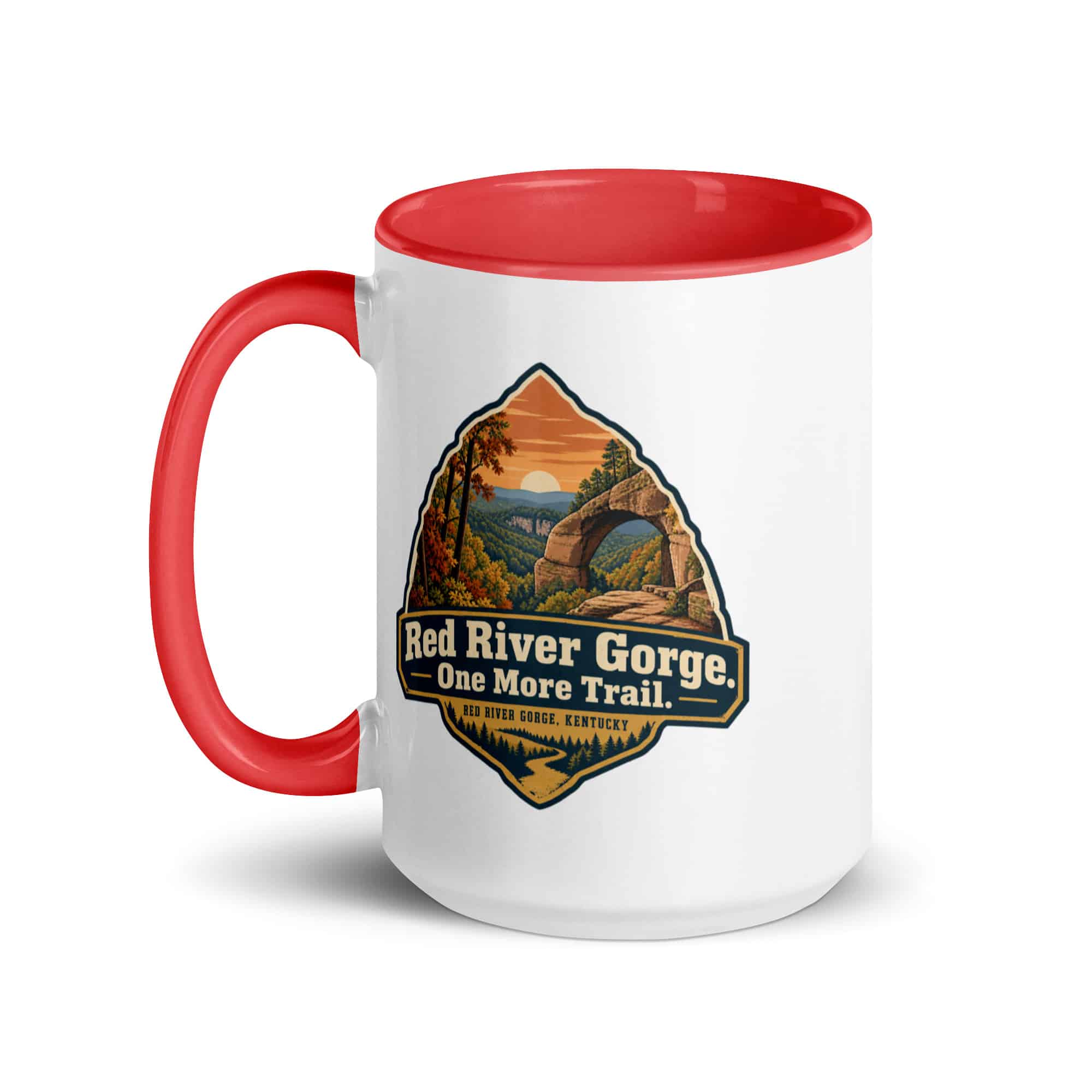 Red River Gorge Color Inside Coffee Mug: Red River Gorge. One More Trail, Scenic Shield Badge