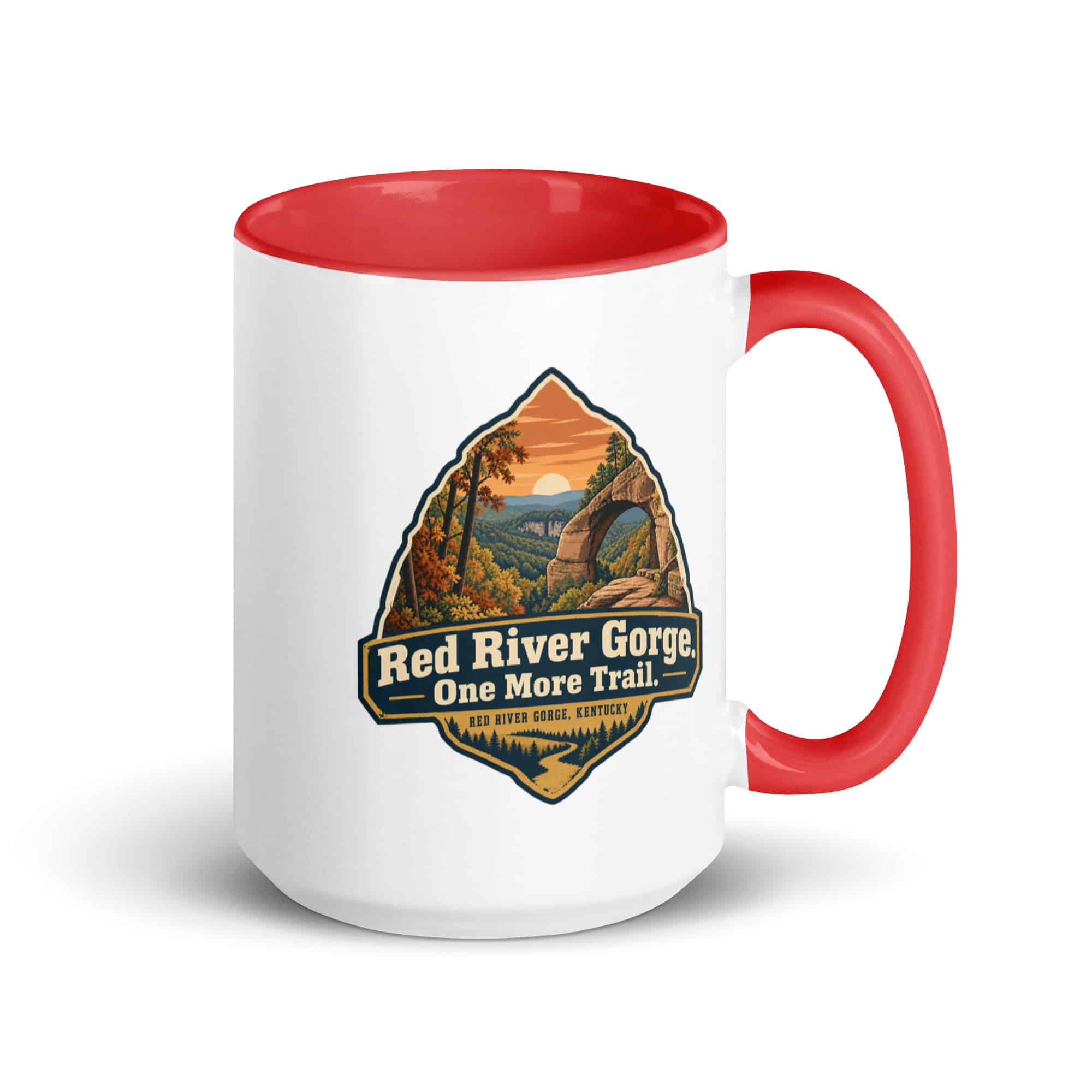 Red River Gorge Color Inside Coffee Mug: Red River Gorge. One More Trail, Scenic Shield Badge