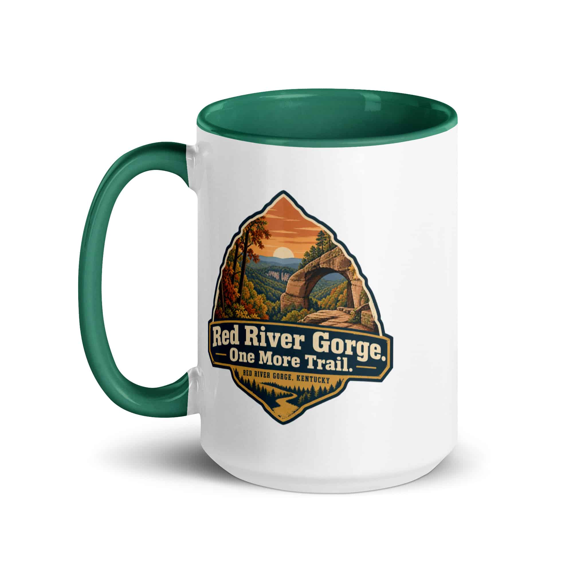 Red River Gorge Color Inside Coffee Mug: Red River Gorge. One More Trail, Scenic Shield Badge