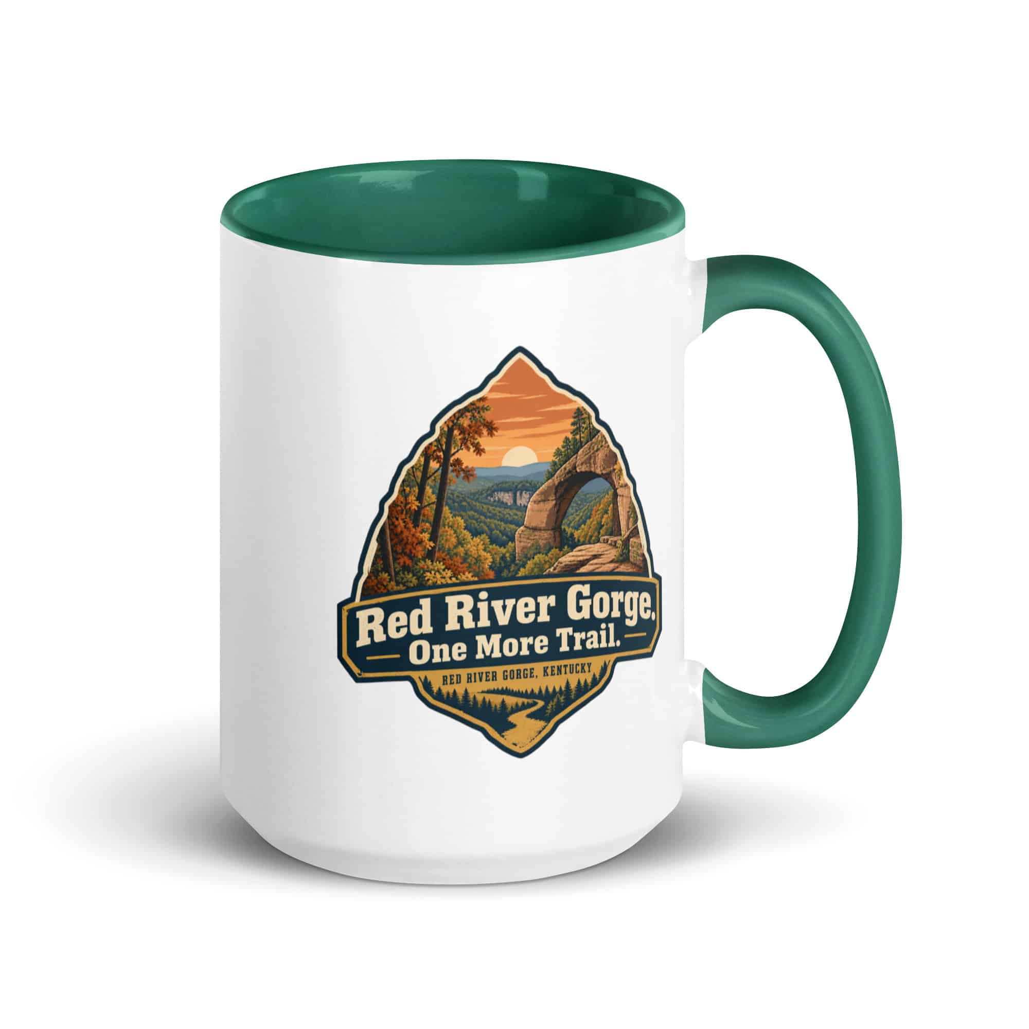 Red River Gorge Color Inside Coffee Mug: Red River Gorge. One More Trail, Scenic Shield Badge