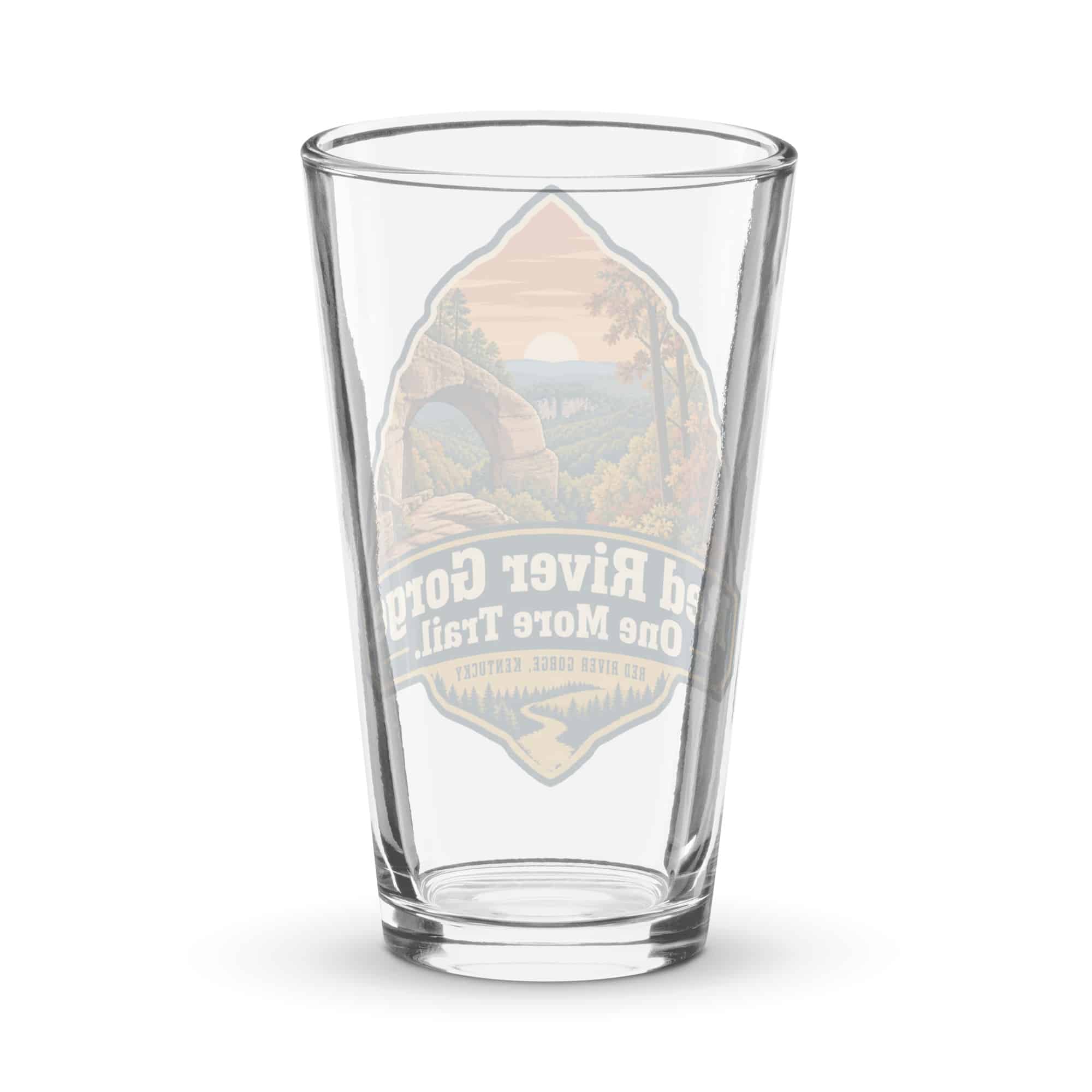 Red River Gorge Pint Glass: Red River Gorge. One More Trail, Scenic Shield Badge