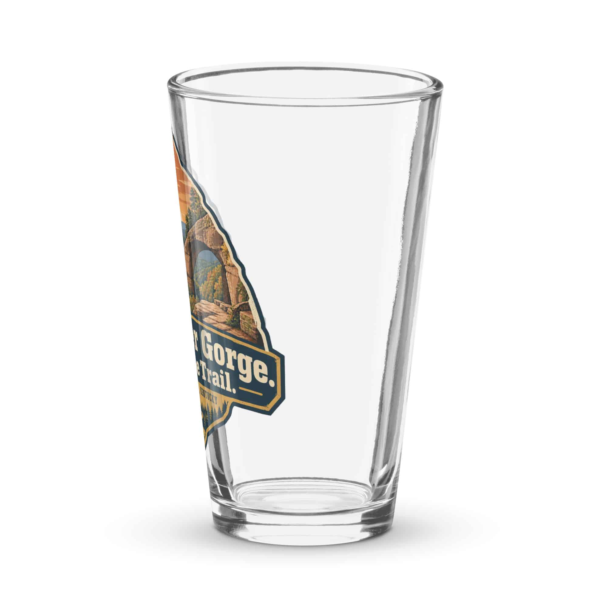 Red River Gorge Pint Glass: Red River Gorge. One More Trail, Scenic Shield Badge