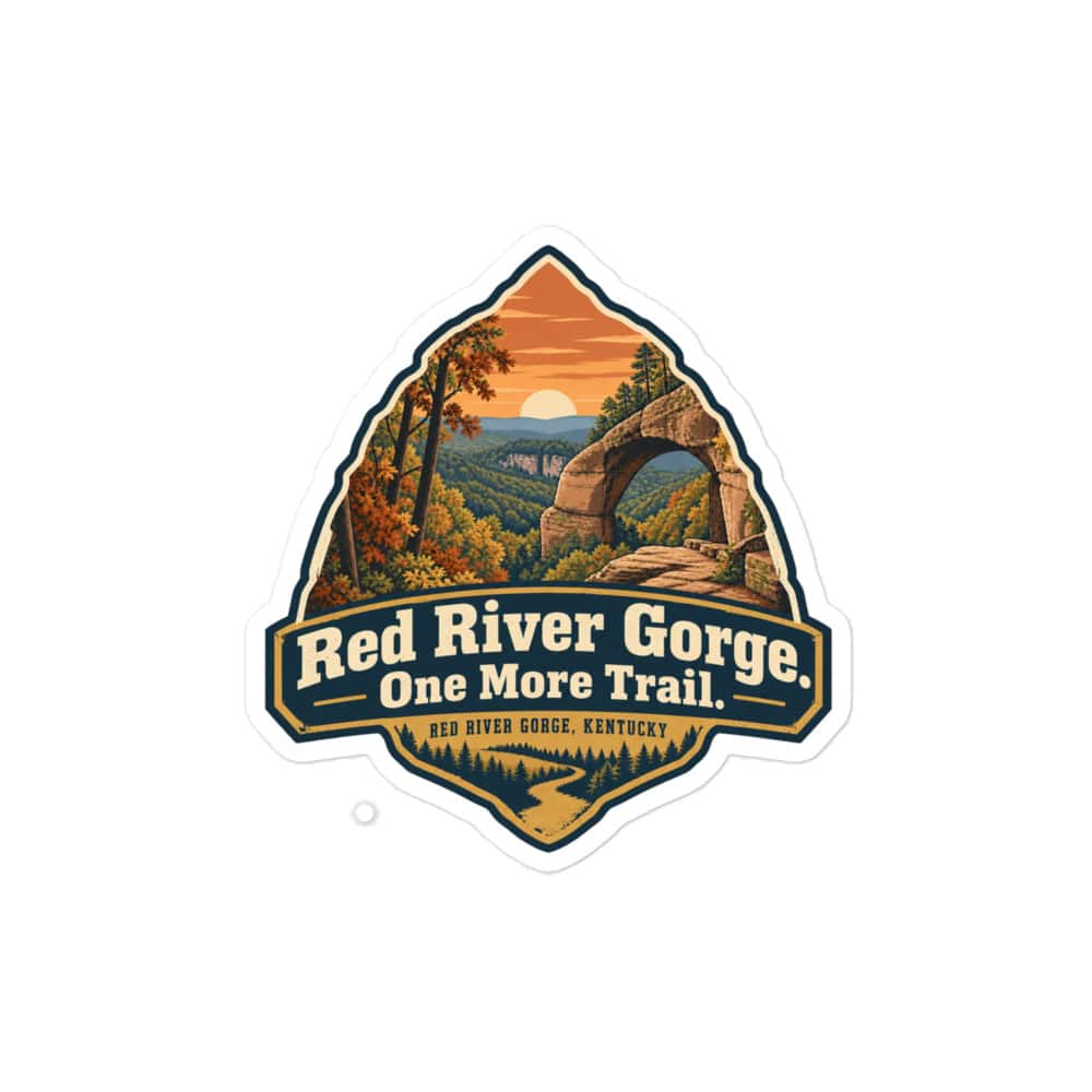 Red River Gorge Vinyl Sticker: Red River Gorge. One More Trail, Scenic Shield Badge