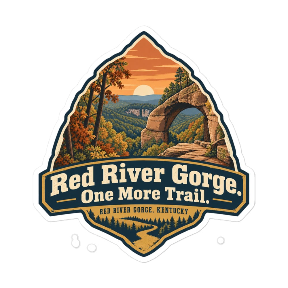 Red River Gorge Vinyl Sticker: Red River Gorge. One More Trail, Scenic Shield Badge