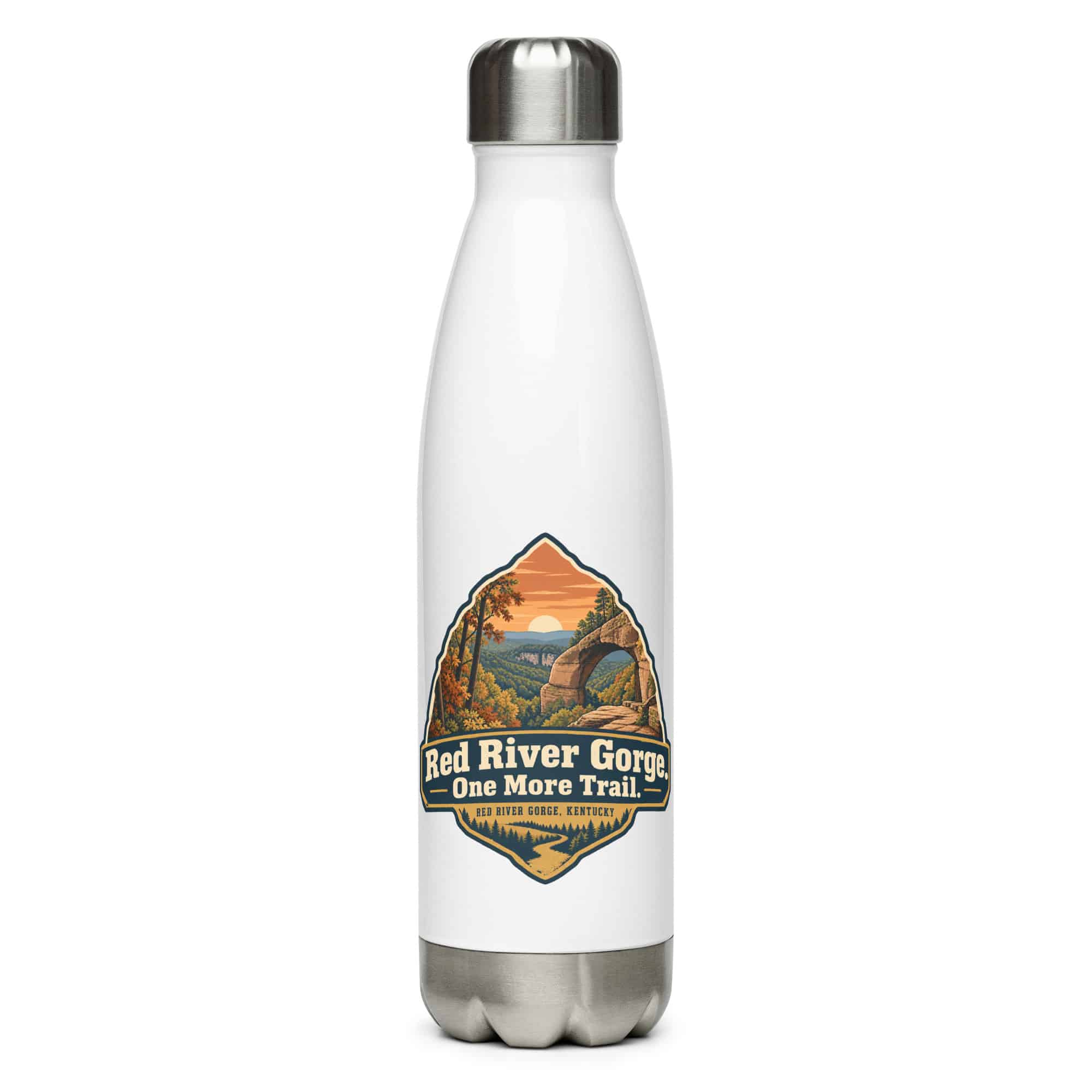 Red River Gorge Stainless Steel Water Bottle: Red River Gorge. One More Trail, Scenic Shield Badge