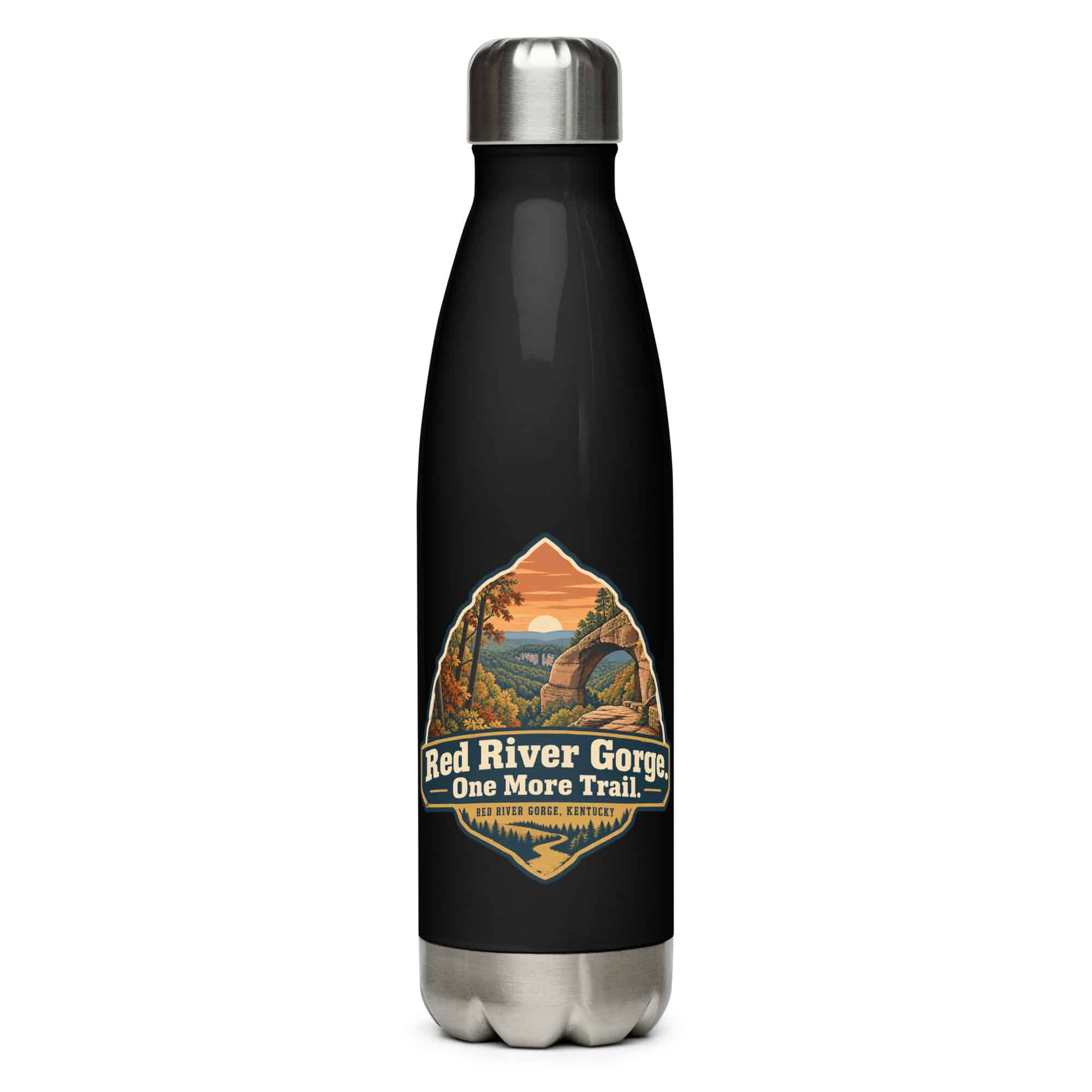 Red River Gorge Stainless Steel Water Bottle: Red River Gorge. One More Trail, Scenic Shield Badge