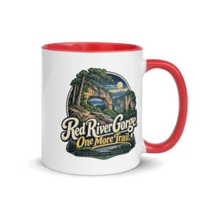 Red River Gorge Color Inside Coffee Mug: Red River Gorge. One More Trail, Woodland Scenic Lettering - 11 oz - Main