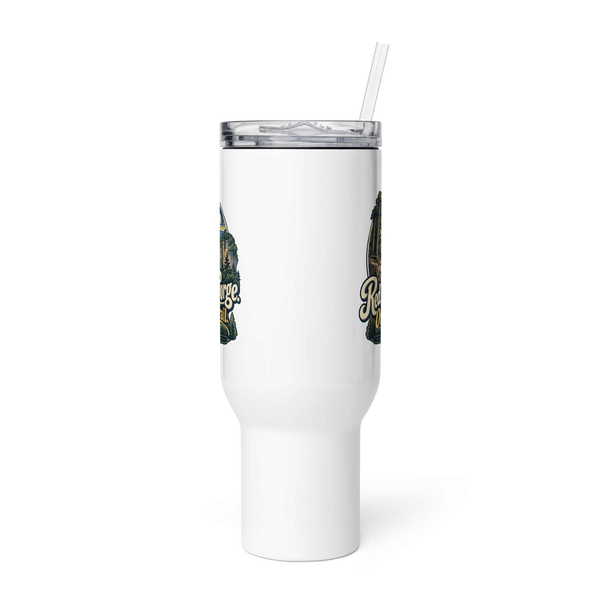 Red River Gorge Travel Mug: Red River Gorge. One More Trail, Woodland Scenic Lettering
