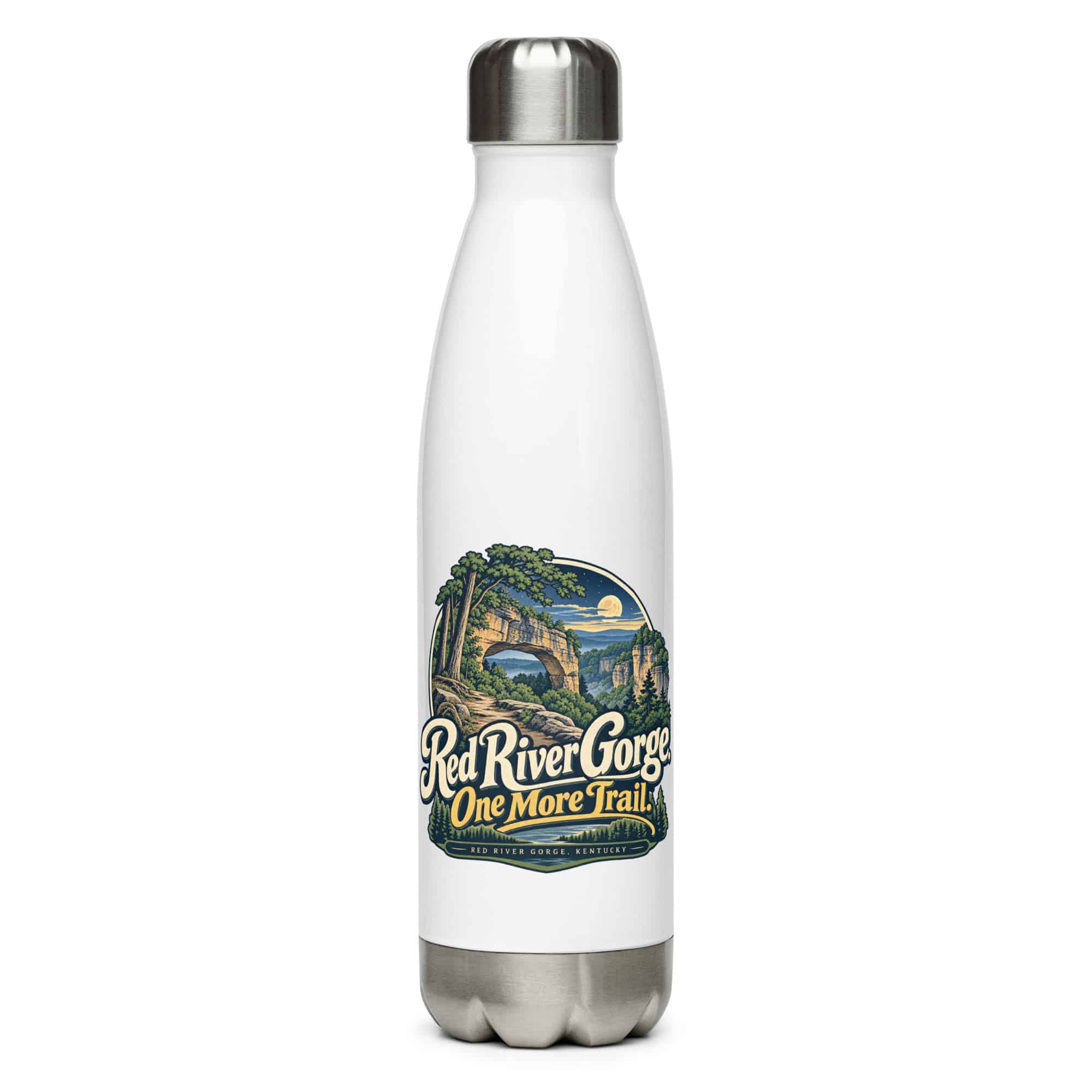 Red River Gorge Stainless Steel Water Bottle: Red River Gorge. One More Trail, Woodland Scenic Lettering